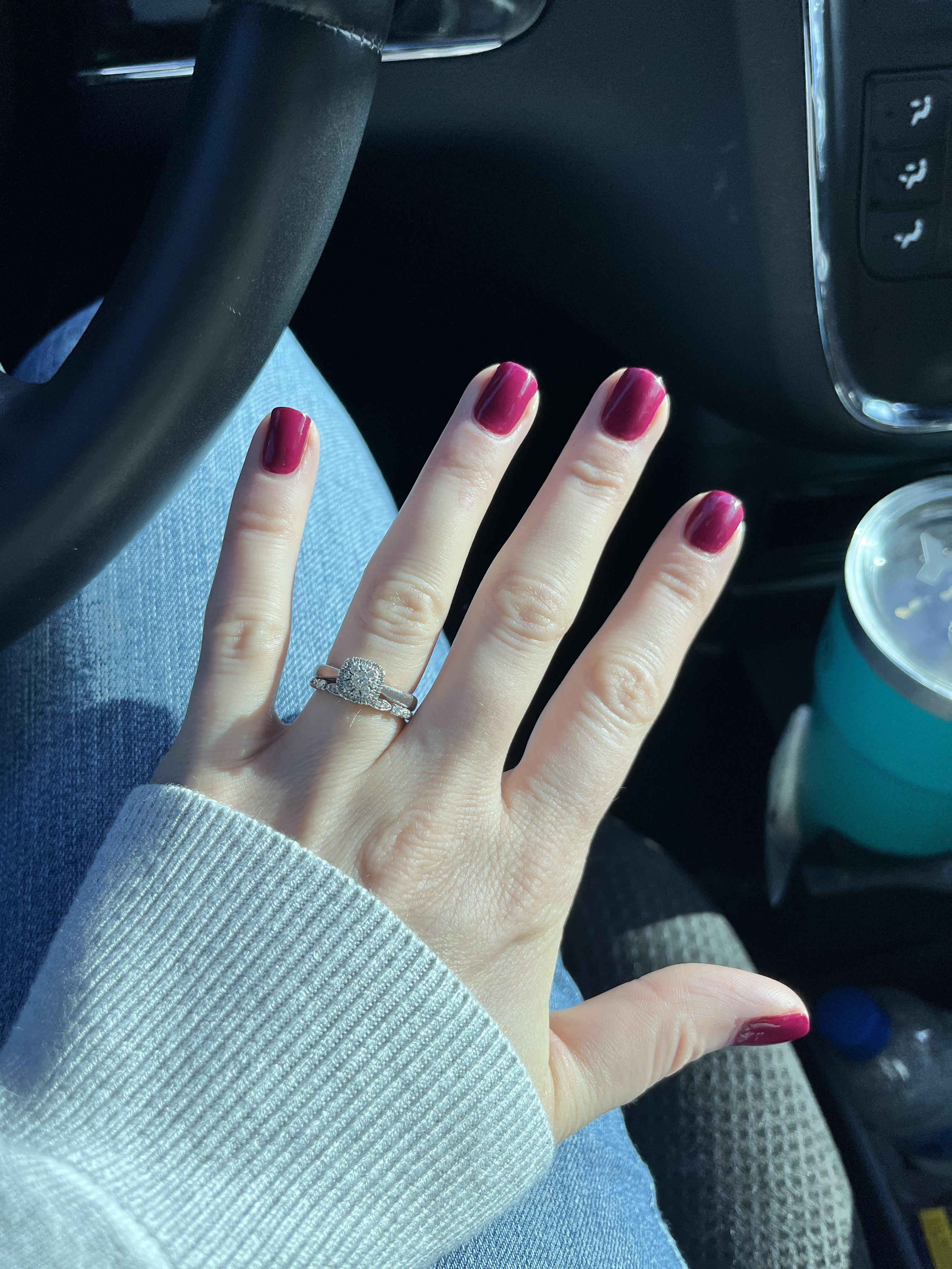 My current mani. OPI Miami Beet + Seche Vite quick dry top coat 😍 r