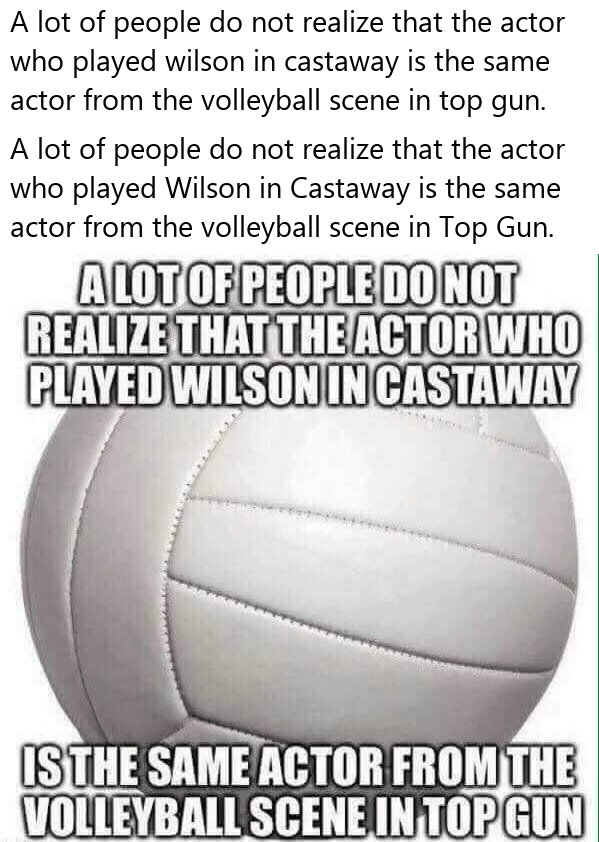 A lot of people do not realize that the actor who played wilson in castaway is the same actor