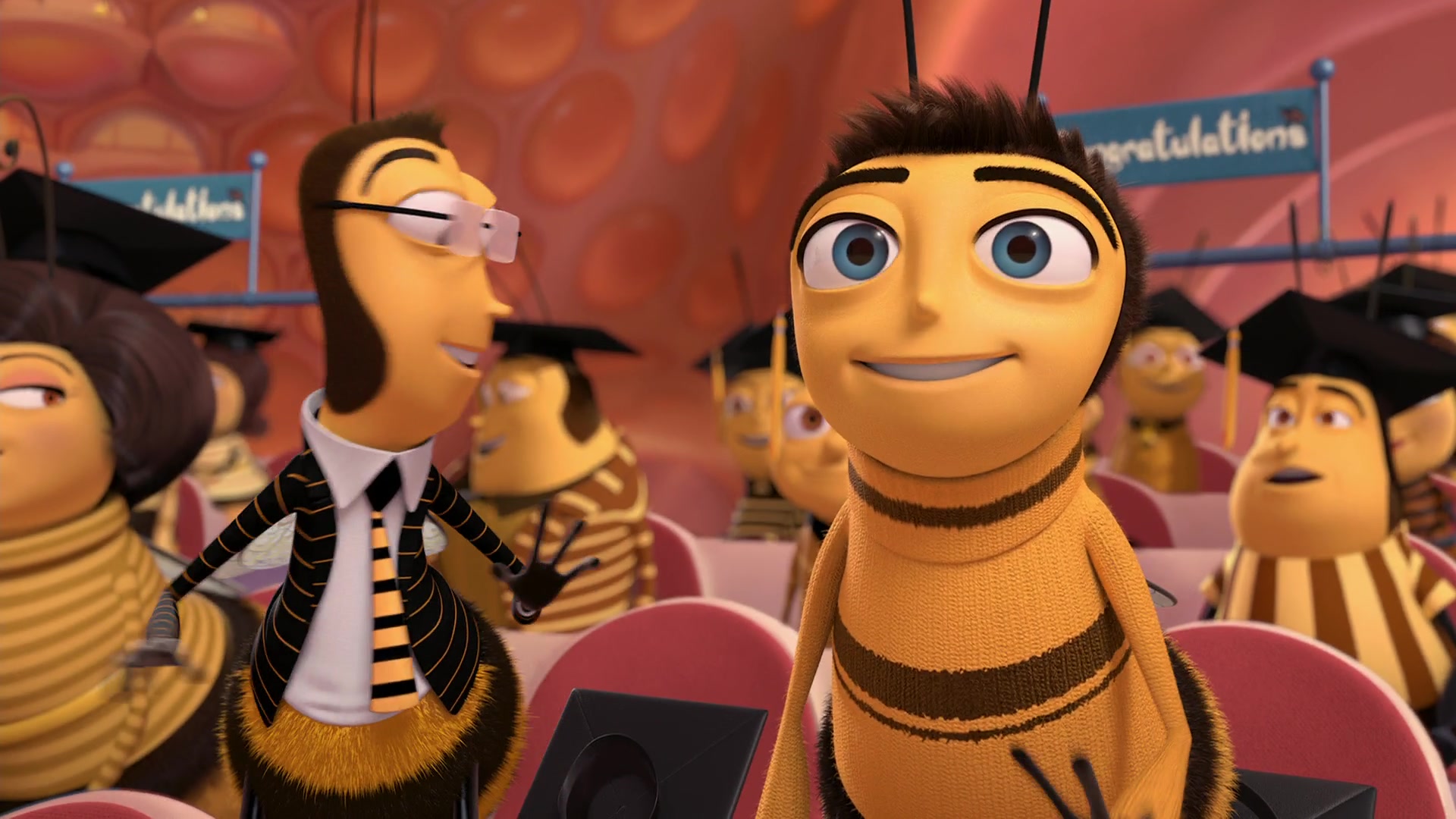 In Bee Movie (2007), all of the male bees have "buzz" cuts, showing