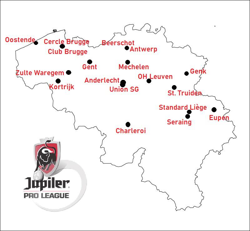 Clubs that will compete in Belgian Pro League in 202122 season r/soccer