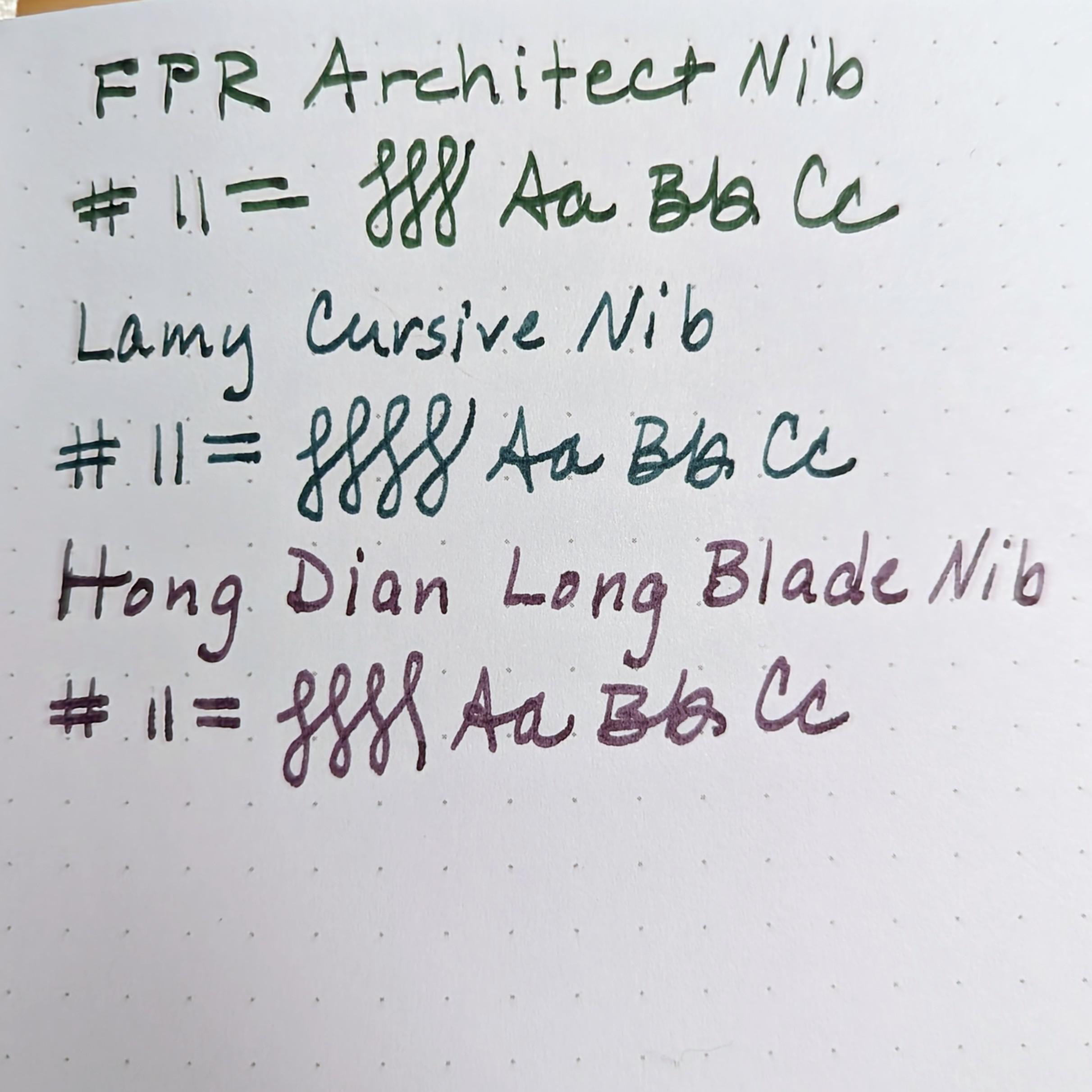 Comparison of architect, cursive, and long knife nibs r/fountainpens