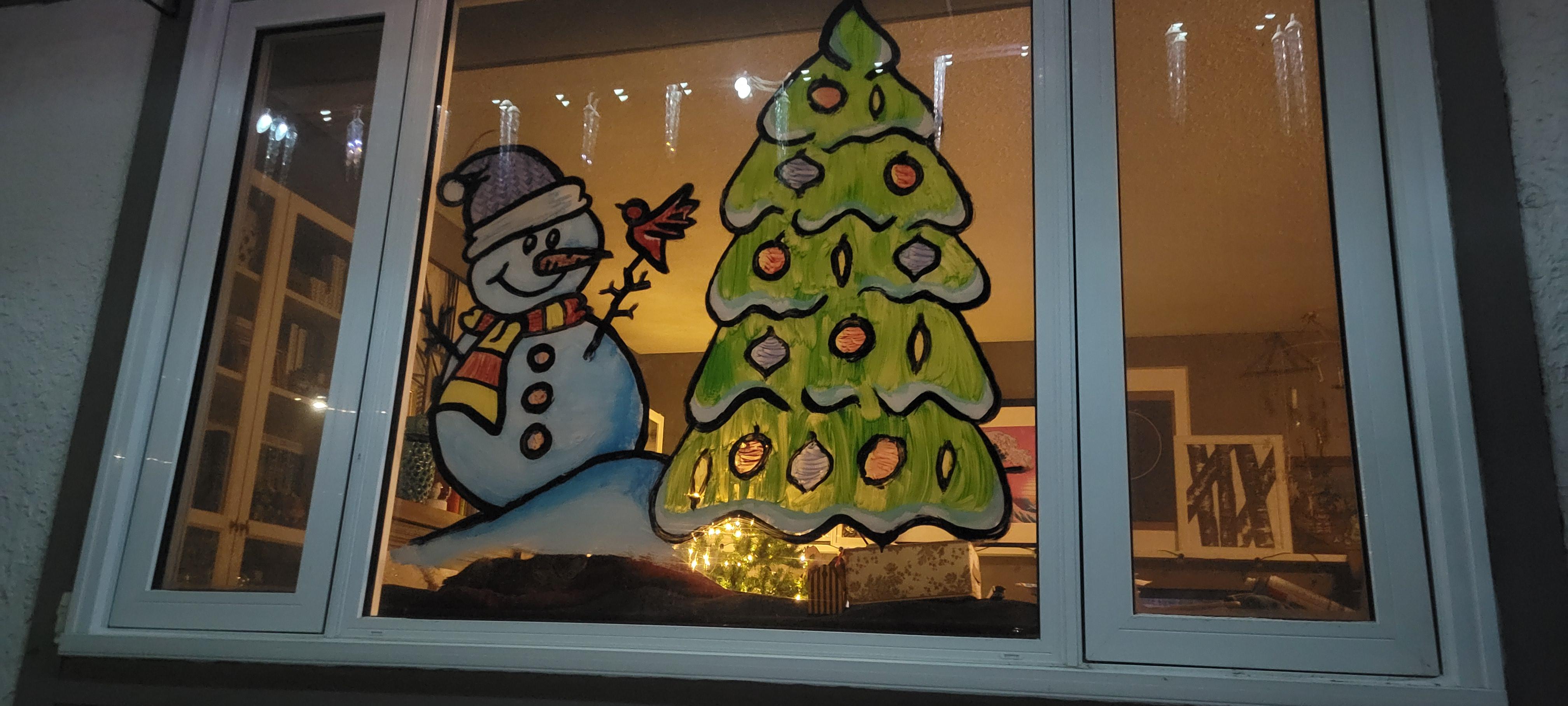 First year doing window art for Christmas r/christmas