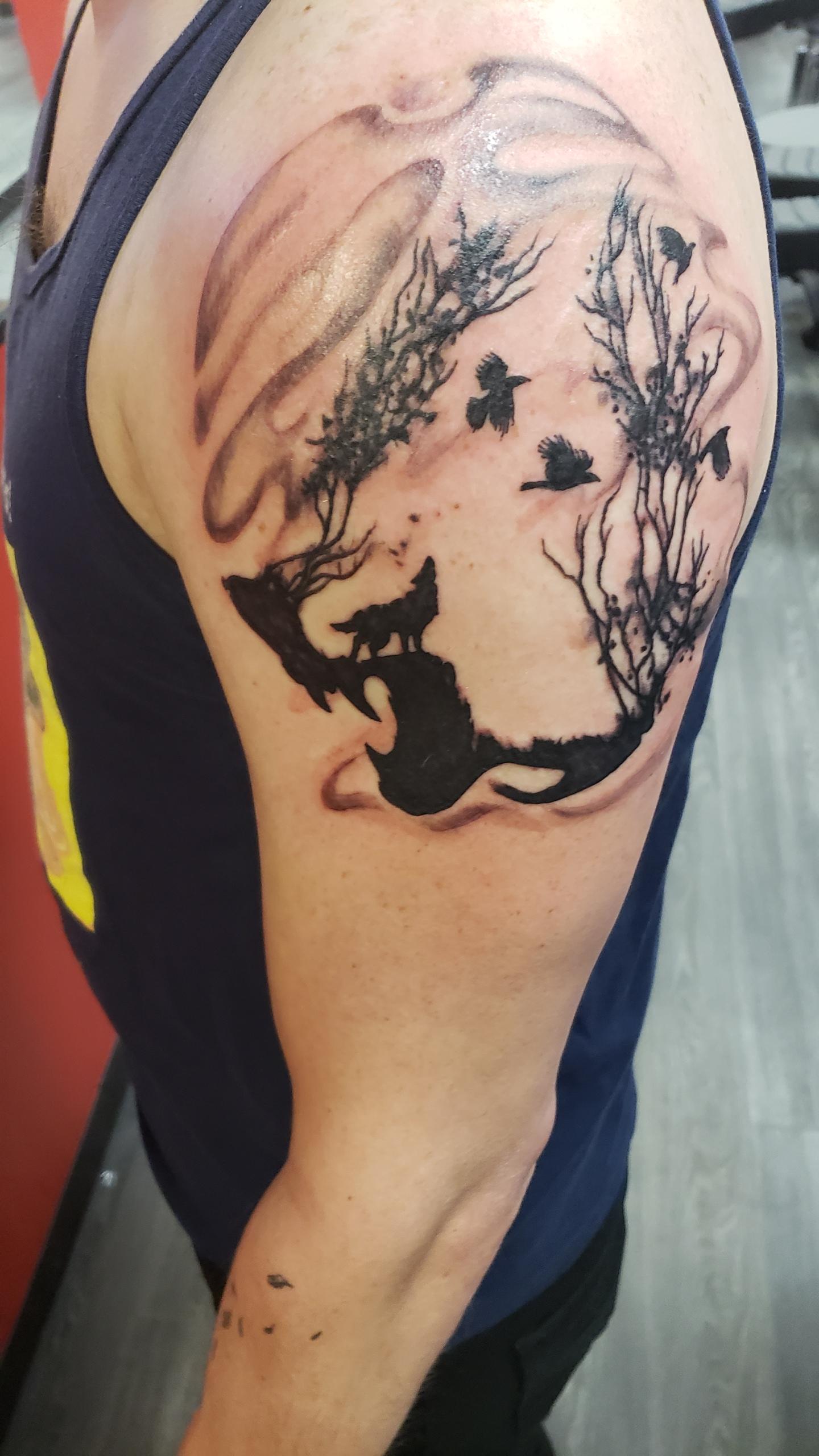 Wolf. Matt Kremer at Mad Alchemist. Aurora Colorado. tattoos