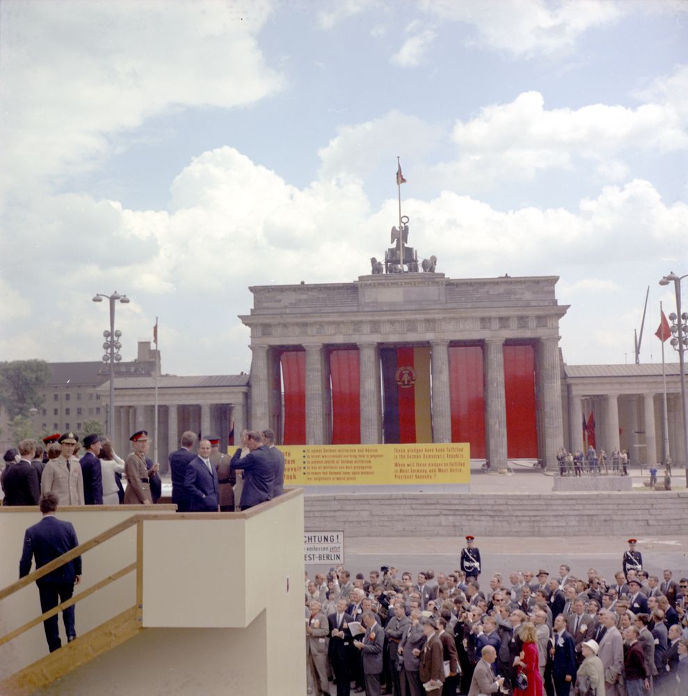 President Kennedy Views Brandenburg Gate Behind Berlin Wall, June 26
