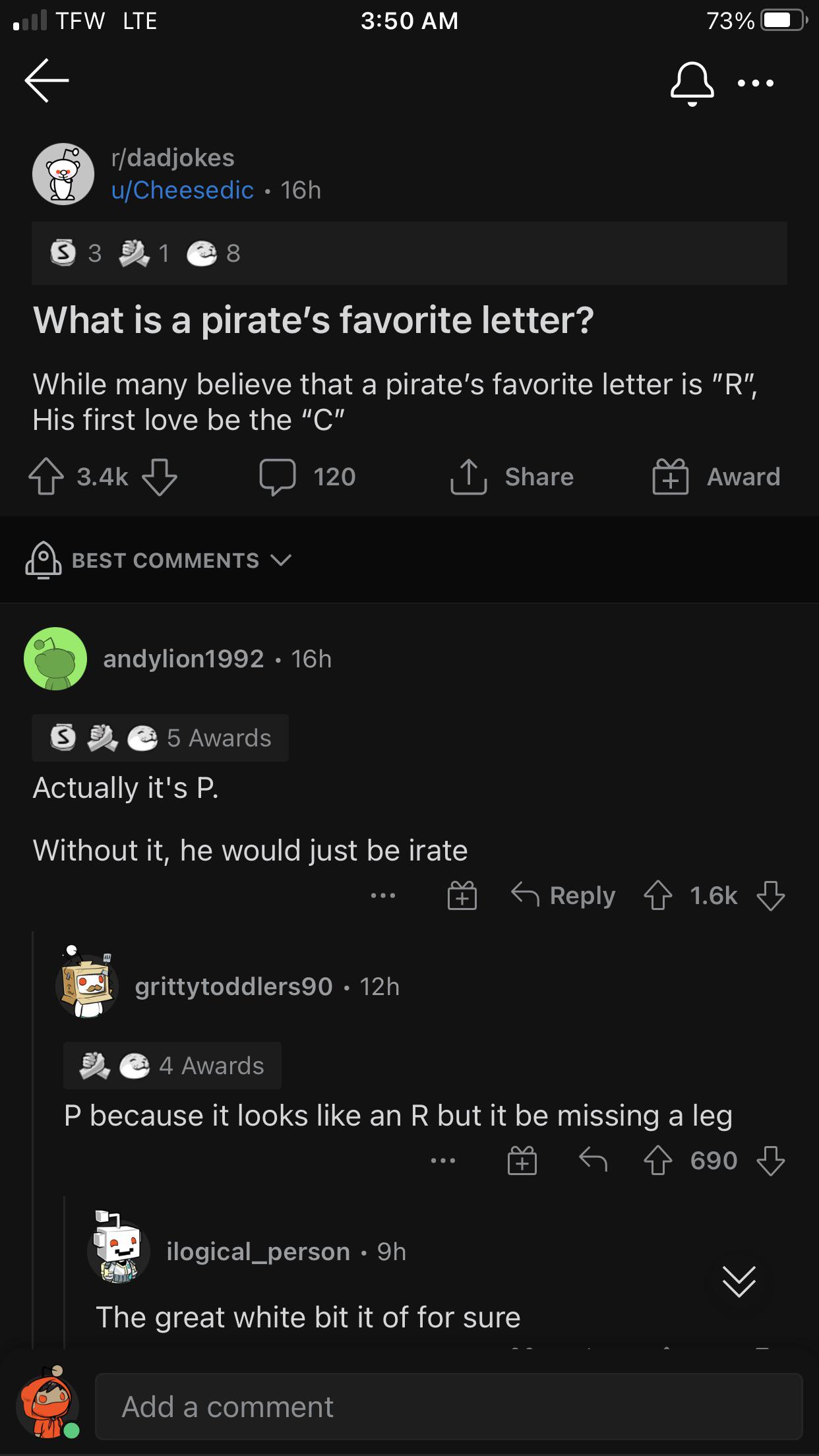 I rate this joke irate, this joke for pirates r/TheRealJoke