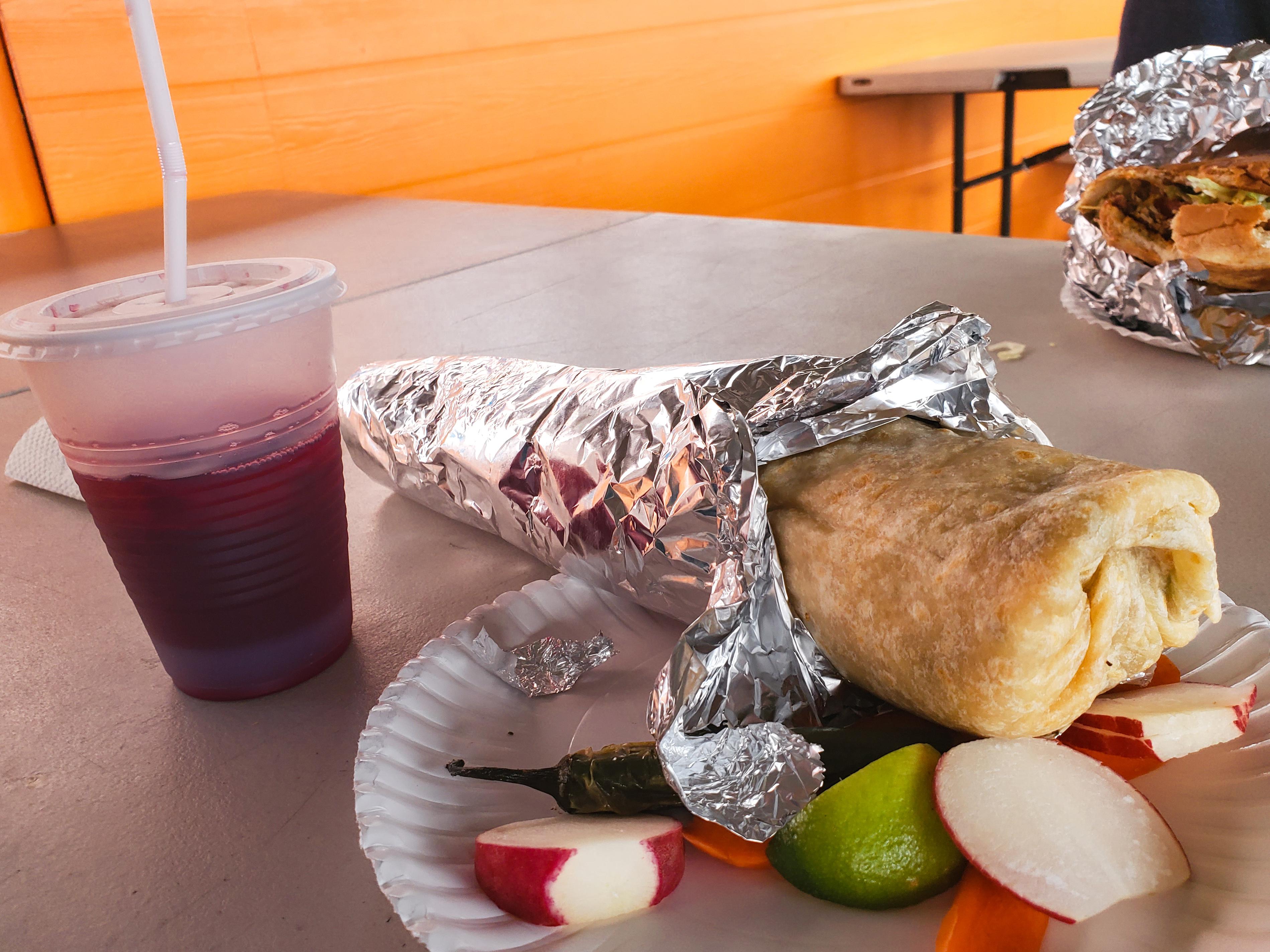 2 foot long super burrito and a Agua de Jamaica r/burritos