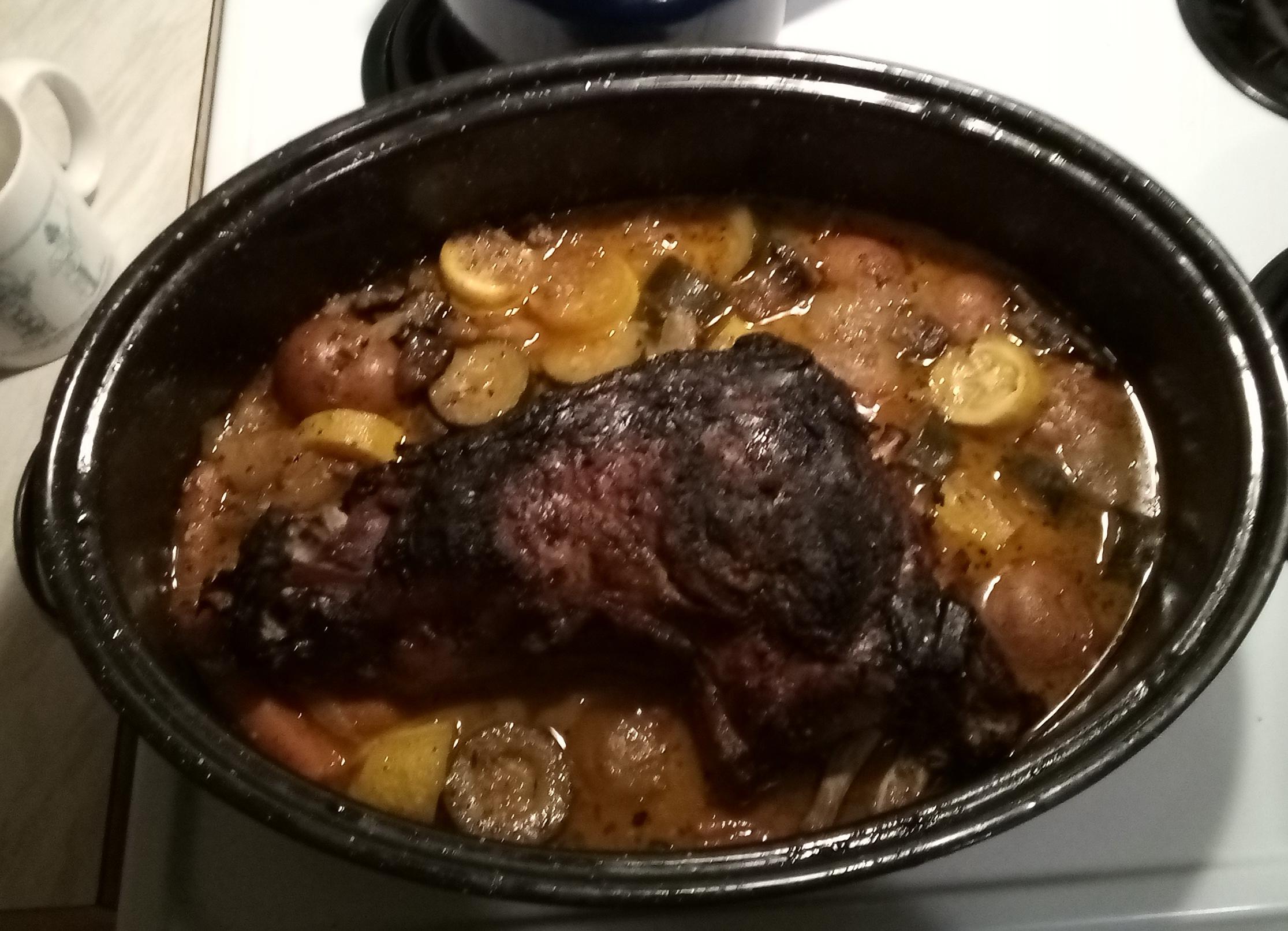 Grilled goat neck.. then braised with veggies r/grilling