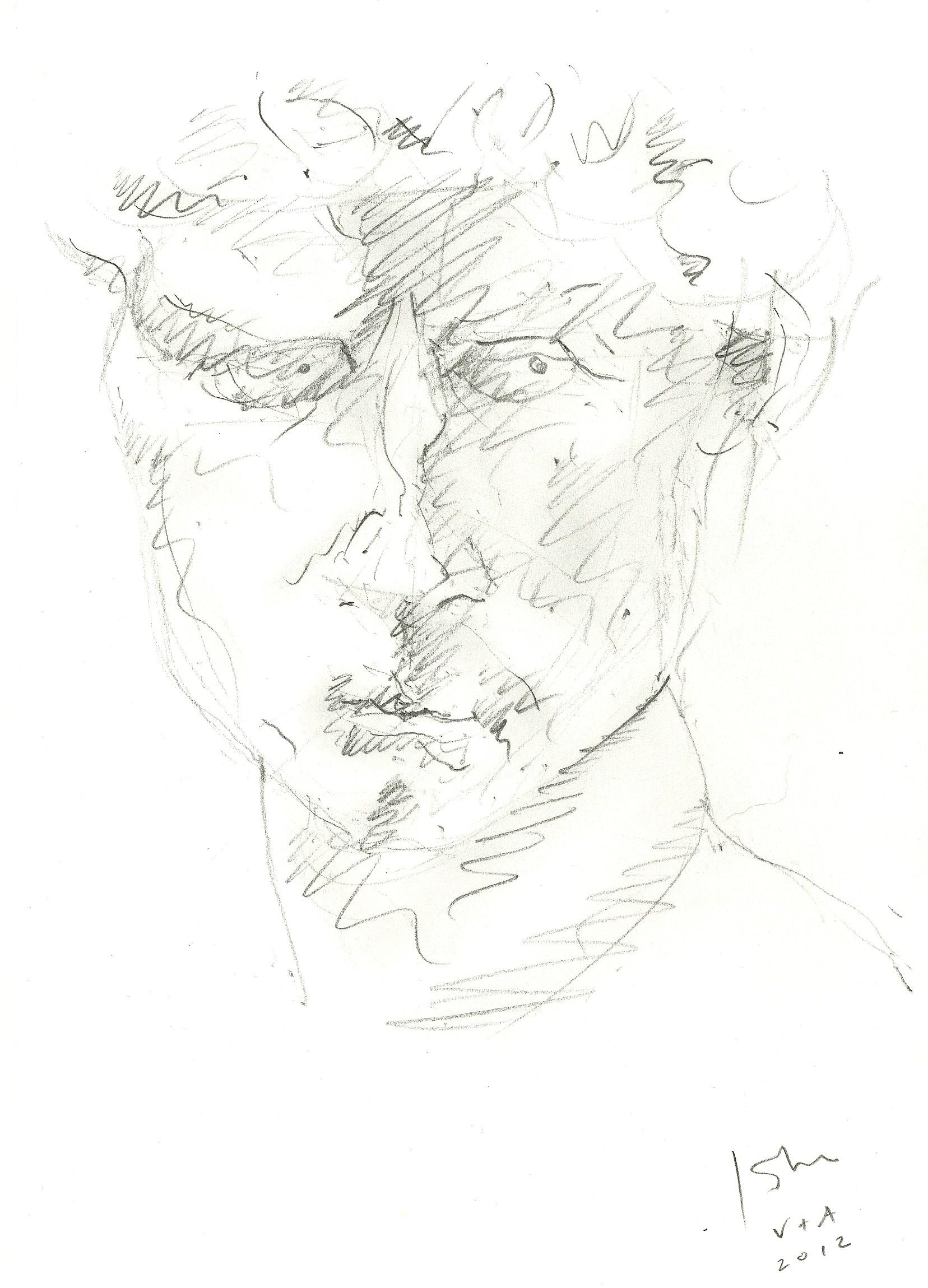 Head of Statue of David at The V&A Museum Graphite on Paper 21cm x 30cm
