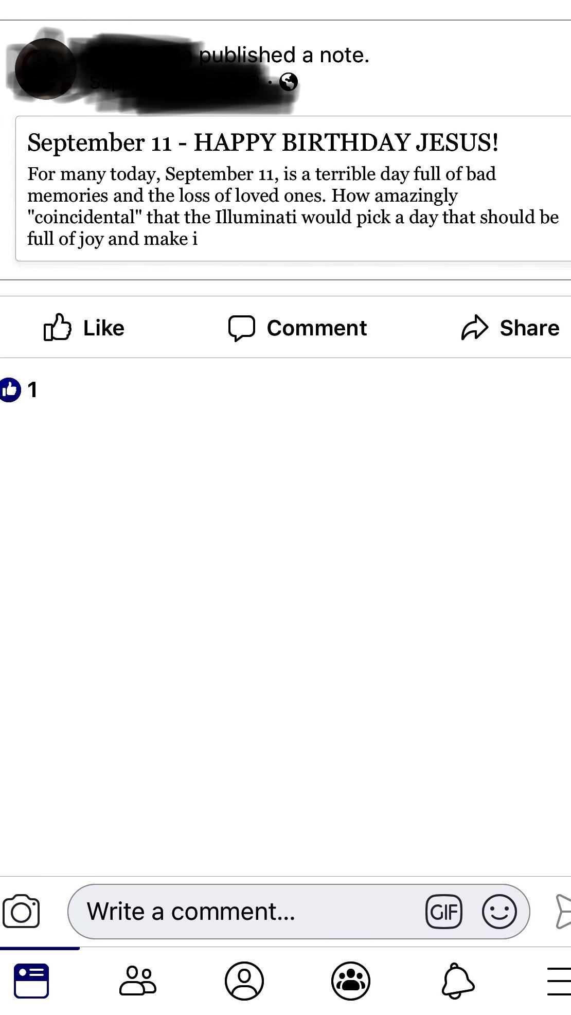 September 11 is Jesus’s birthday and the Illuminati wants to ruin that