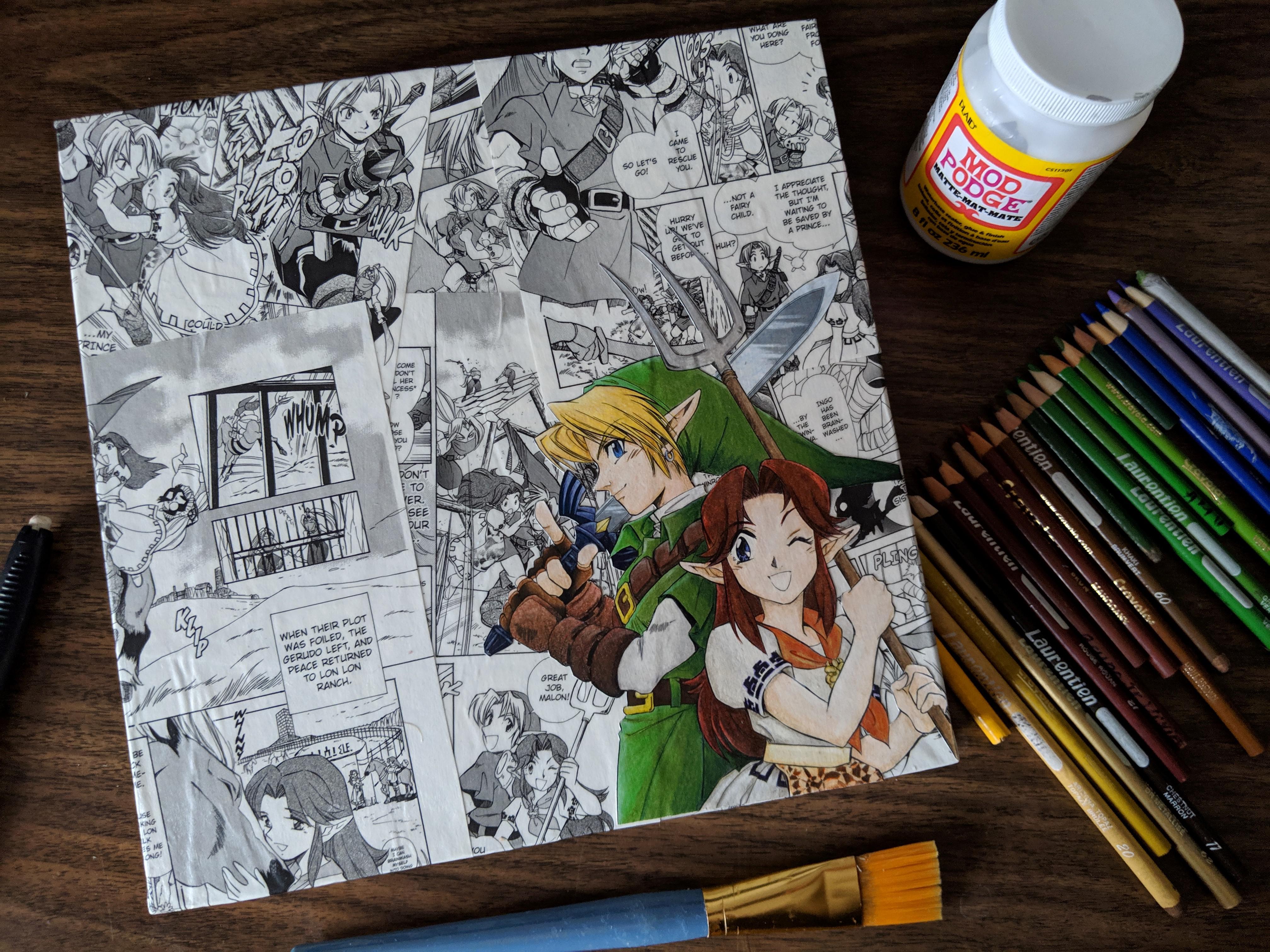 [OoT] Ocarina of Time manga collage canvas my girlfriend and I made a