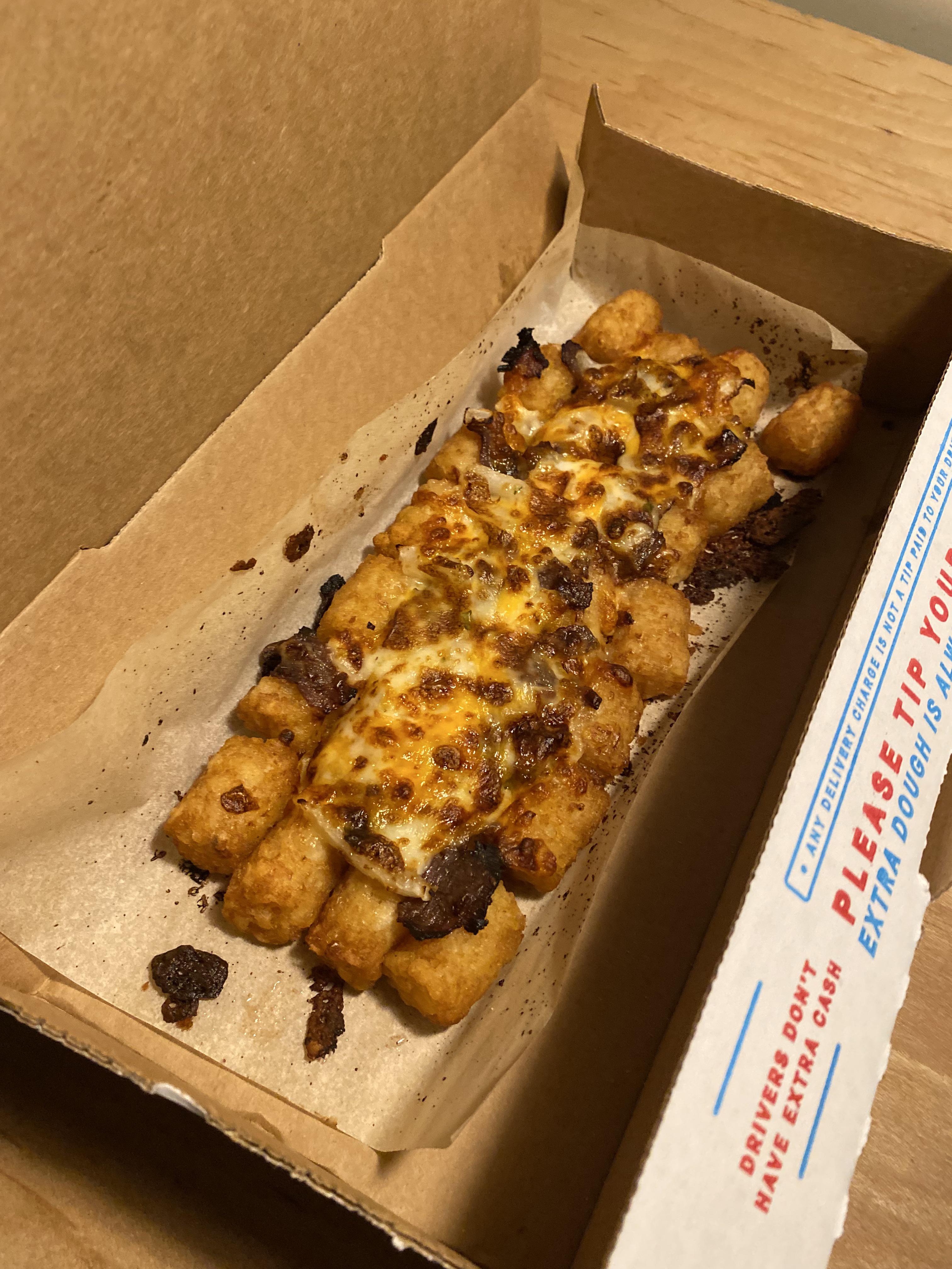 I present to you the new “loaded tater tots” from Dominos r