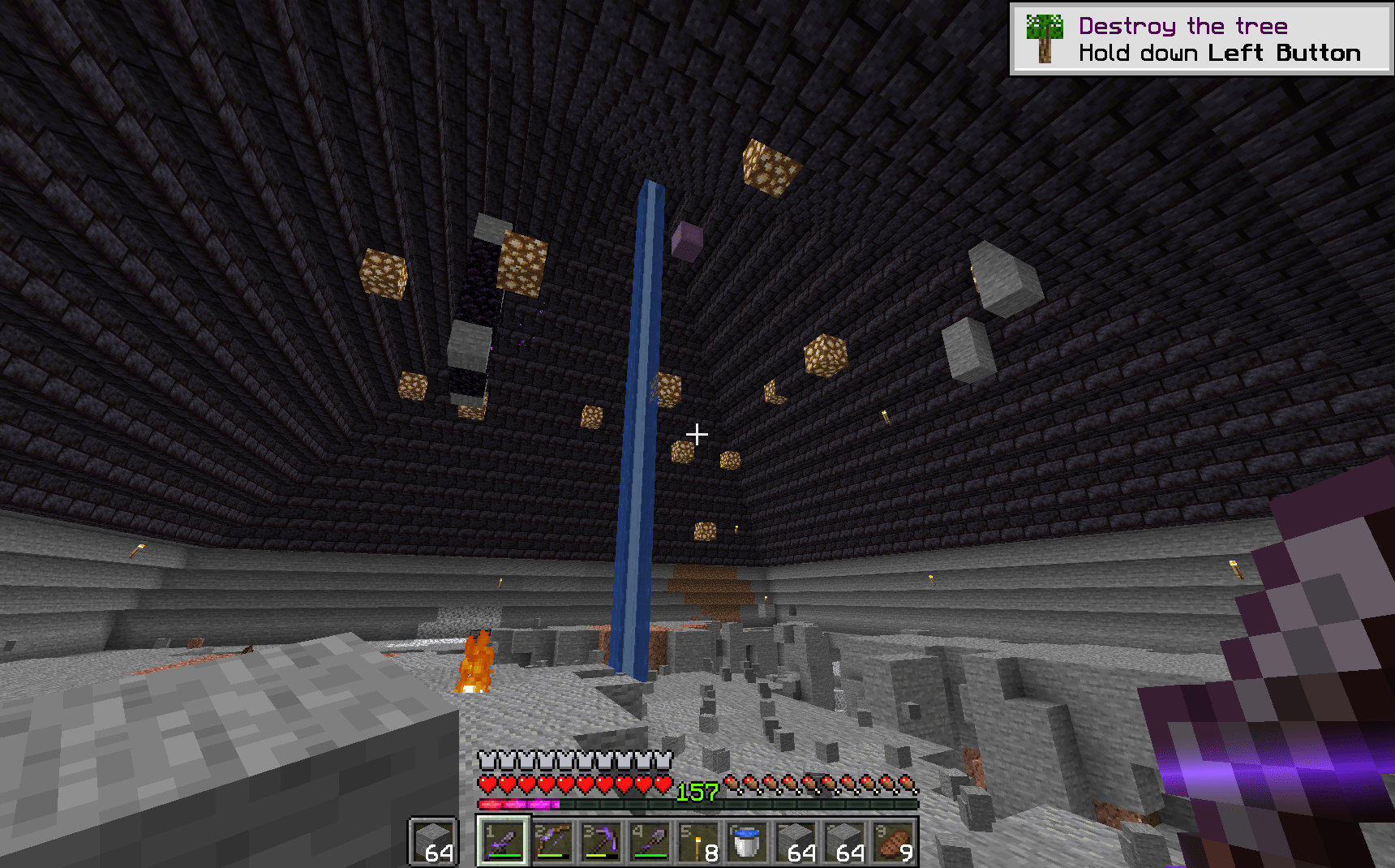 Creating a big beacon pyramid using Polished Blackstone Bricks. Going