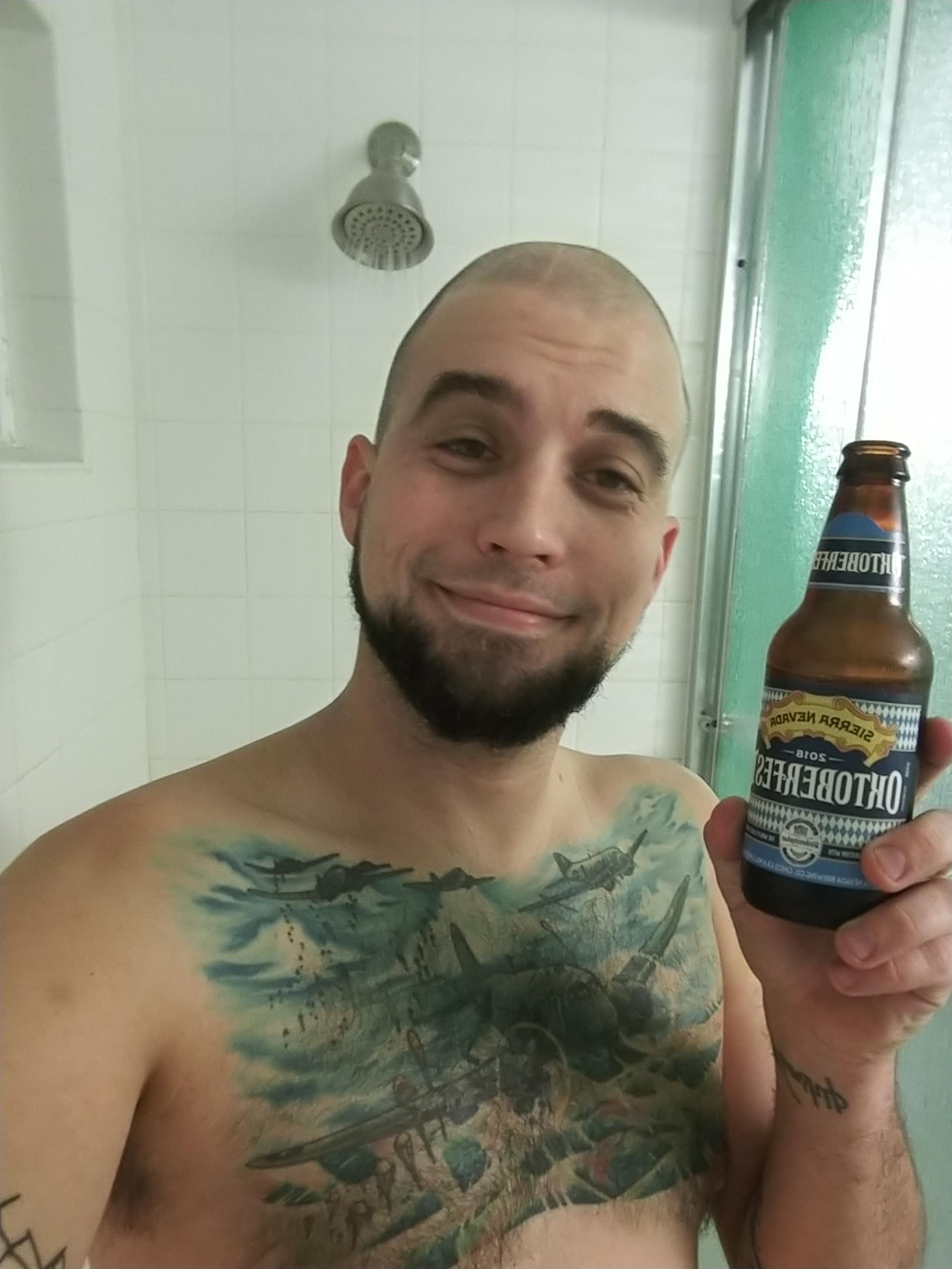 First shower beer in the new house! Had a stellar weekend. Final bash