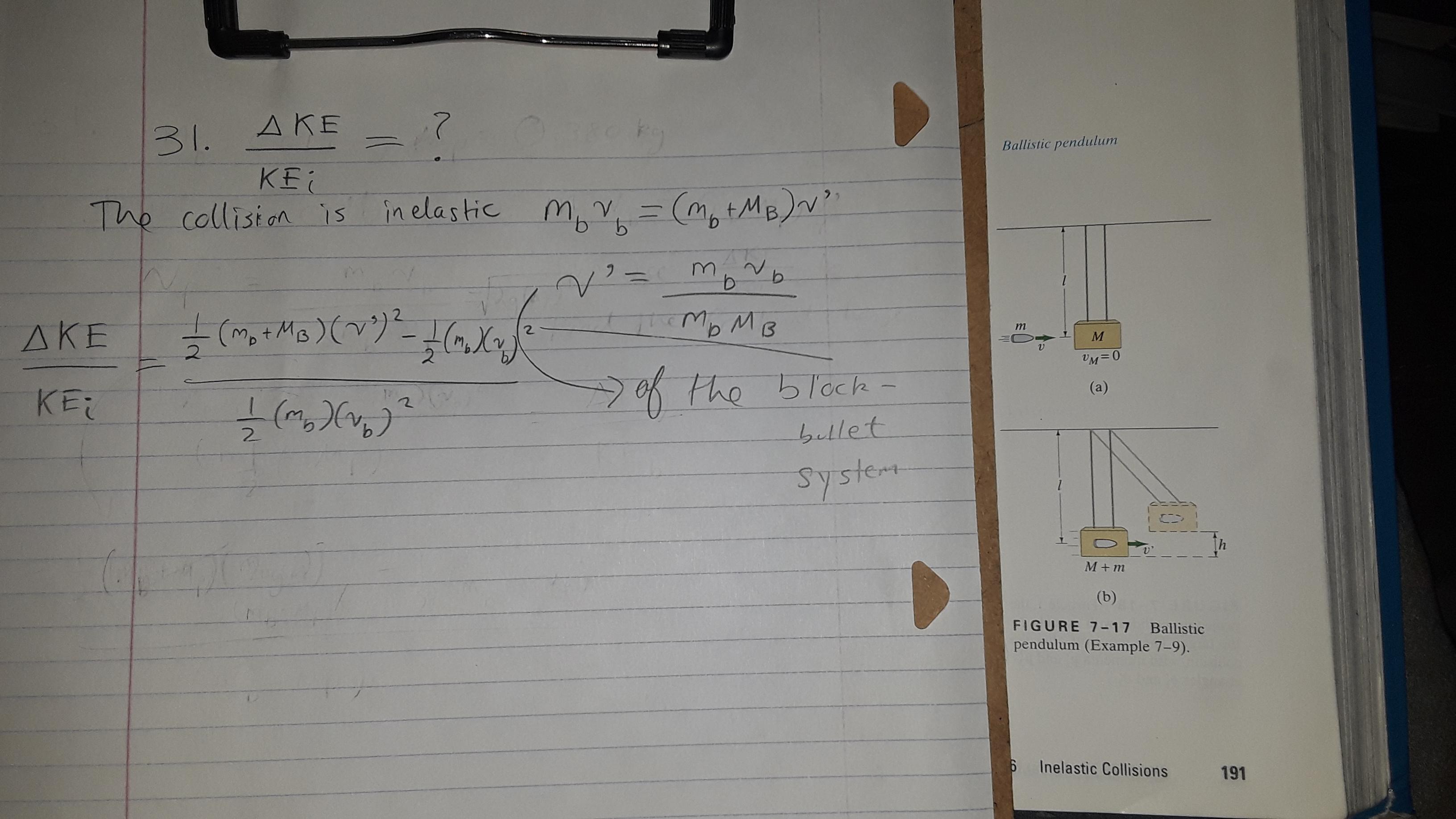 [AP Physics 1 Ballistic Pendulums] How to calculate the loss in