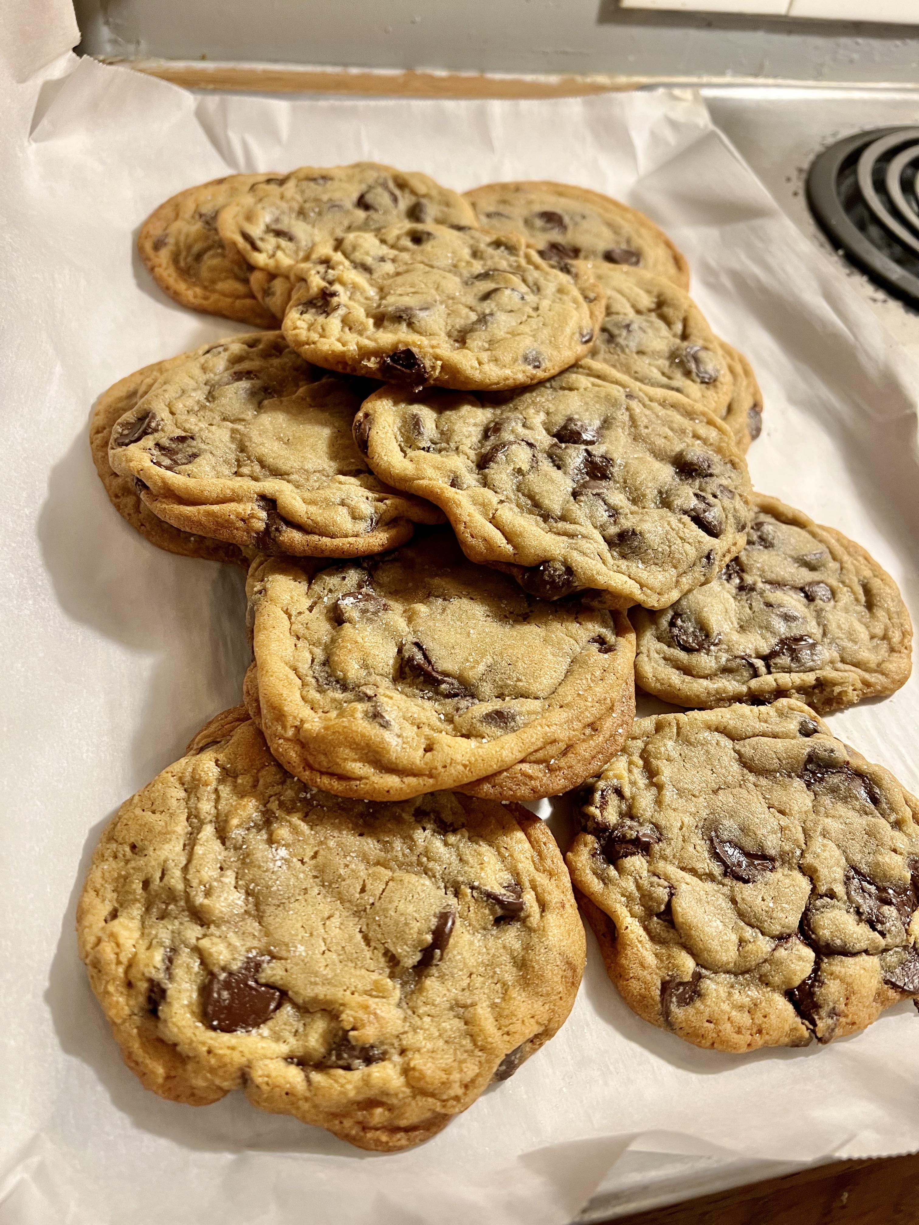 I made Jacques Torres’ chocolate chip cookie recipe. The two types of