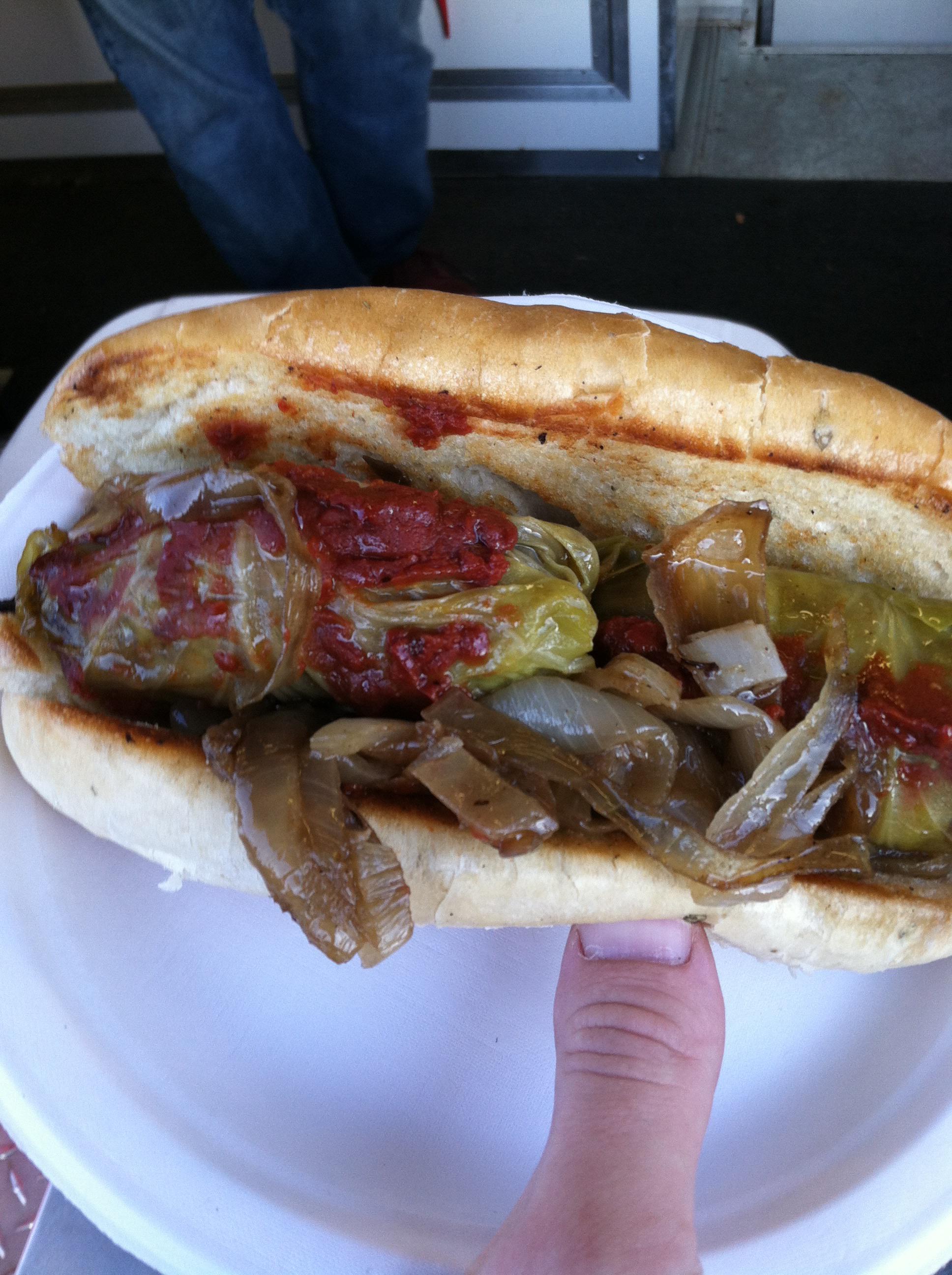 A golumpki sandwich courtesy of Big Ski Pierogi in Bend, Oregon. r