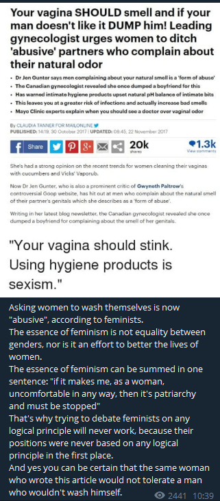 Vagina can't have a smell, according to Telegram genius : NotHowGirlsWork
