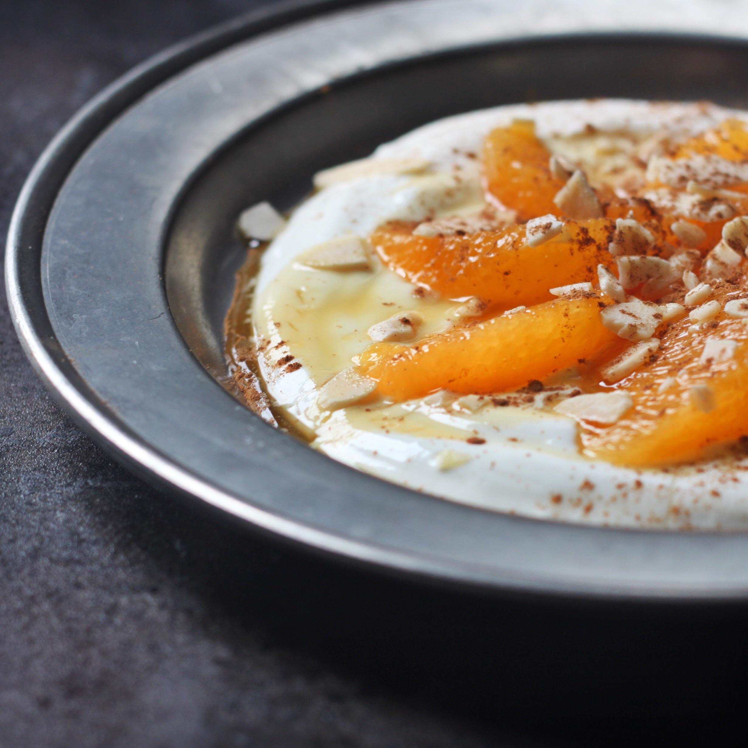 [Homemade] Pressure cooker yogurt with oranges, almonds, honey, and