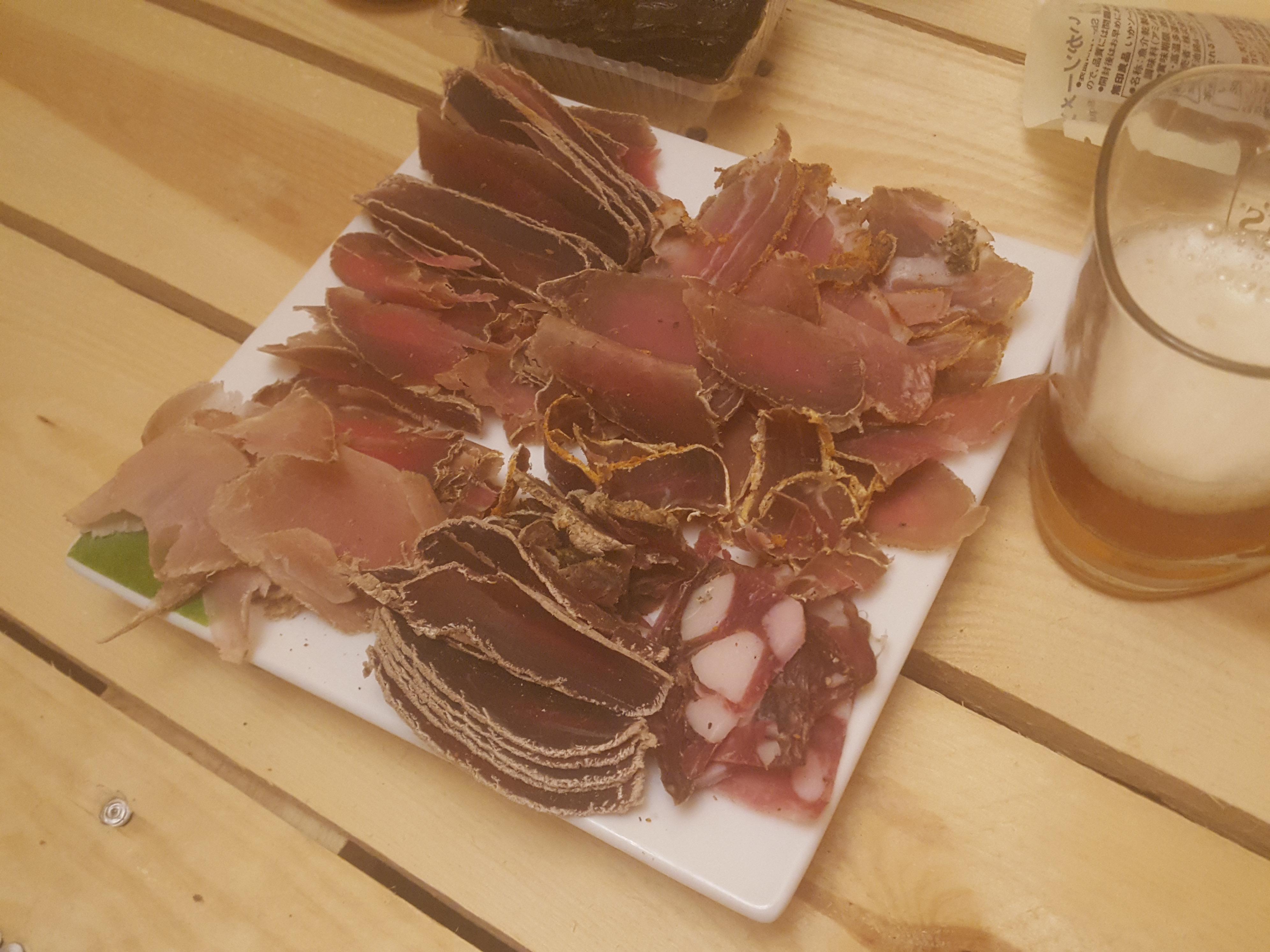 My cured beef, pork, deer platter r/Charcuterie