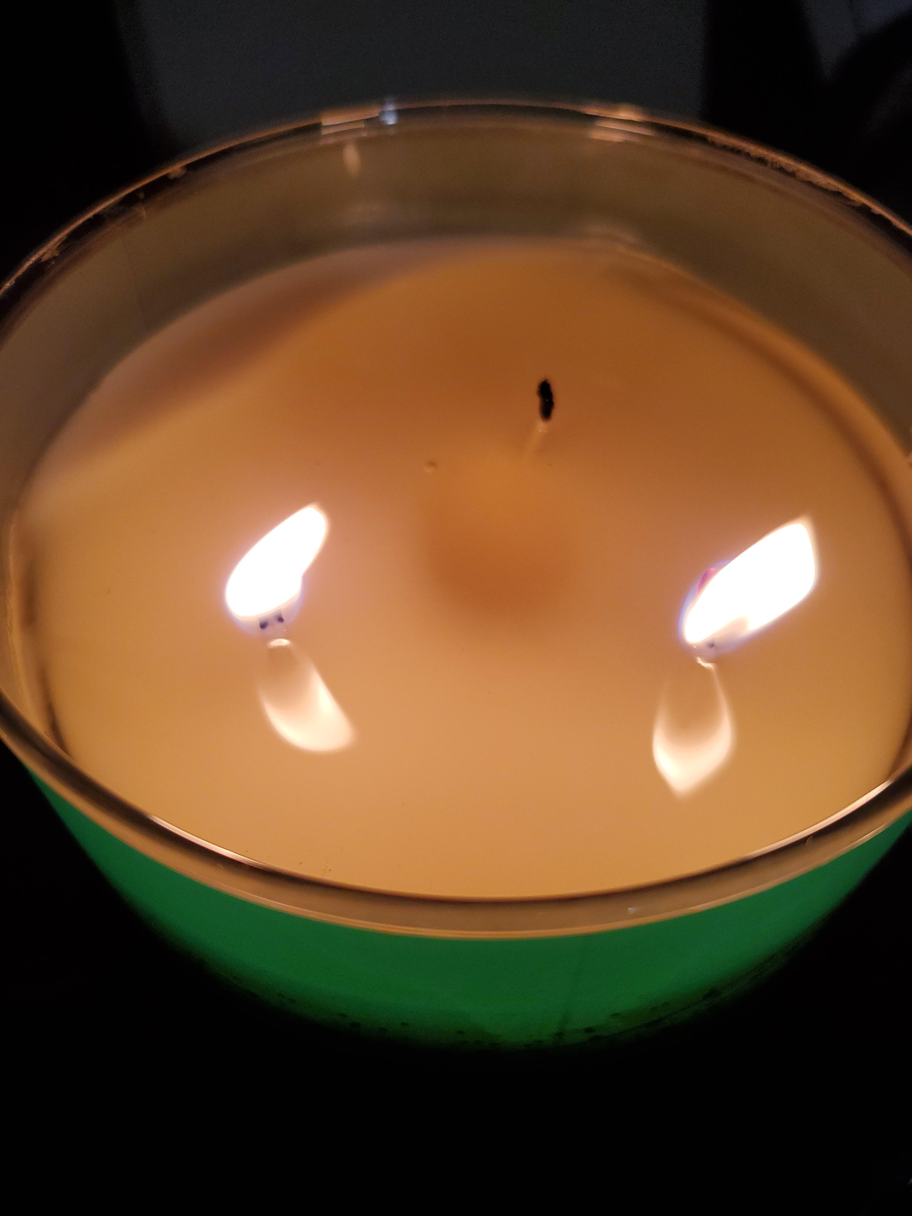 fresh burn on under the christmas tree. i heard bubbling and looked