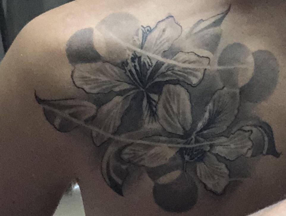 Black and Grey Hong Kong Orchids, Shane Pease, Tall Tattoo, Chicago IL r/tattoos