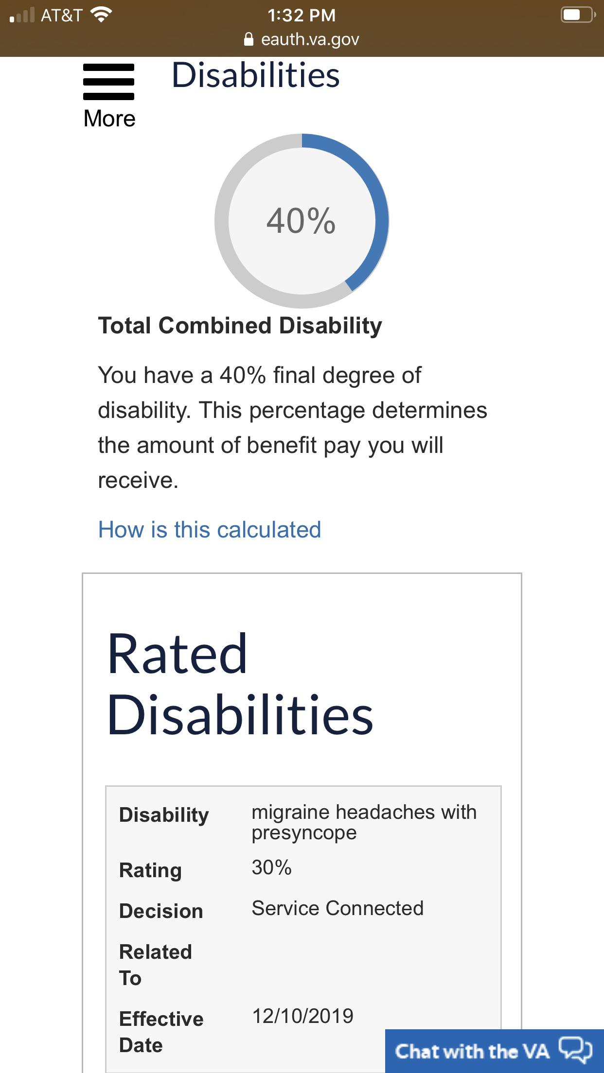 Got VA disability rating for Migraines. migraine