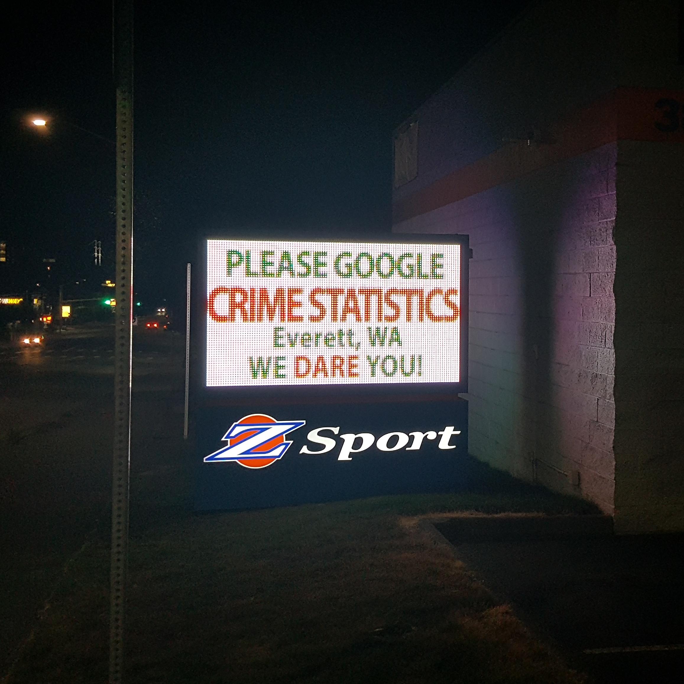Tonight's message on the ZSport readerboard on Broadway "Please Google