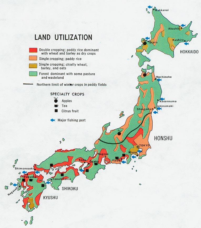 Land utilization in Japan. r/MapPorn