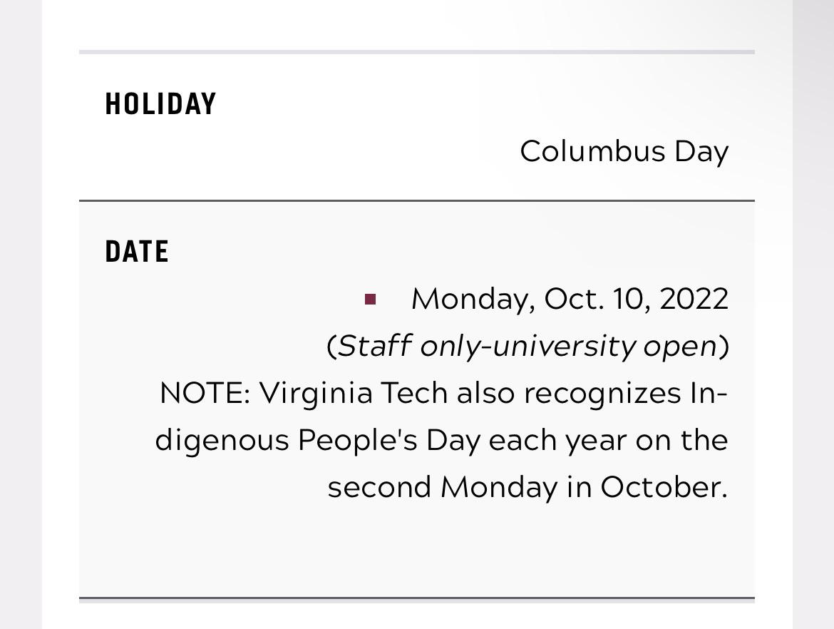Columbus day r/VirginiaTech