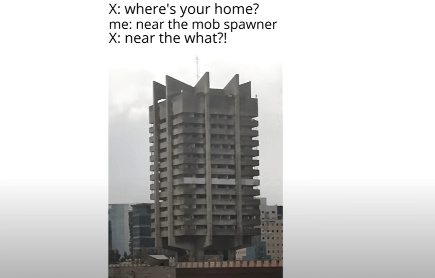 mob spawner building=mobs spawns every 5 minutes, 5 chance of random