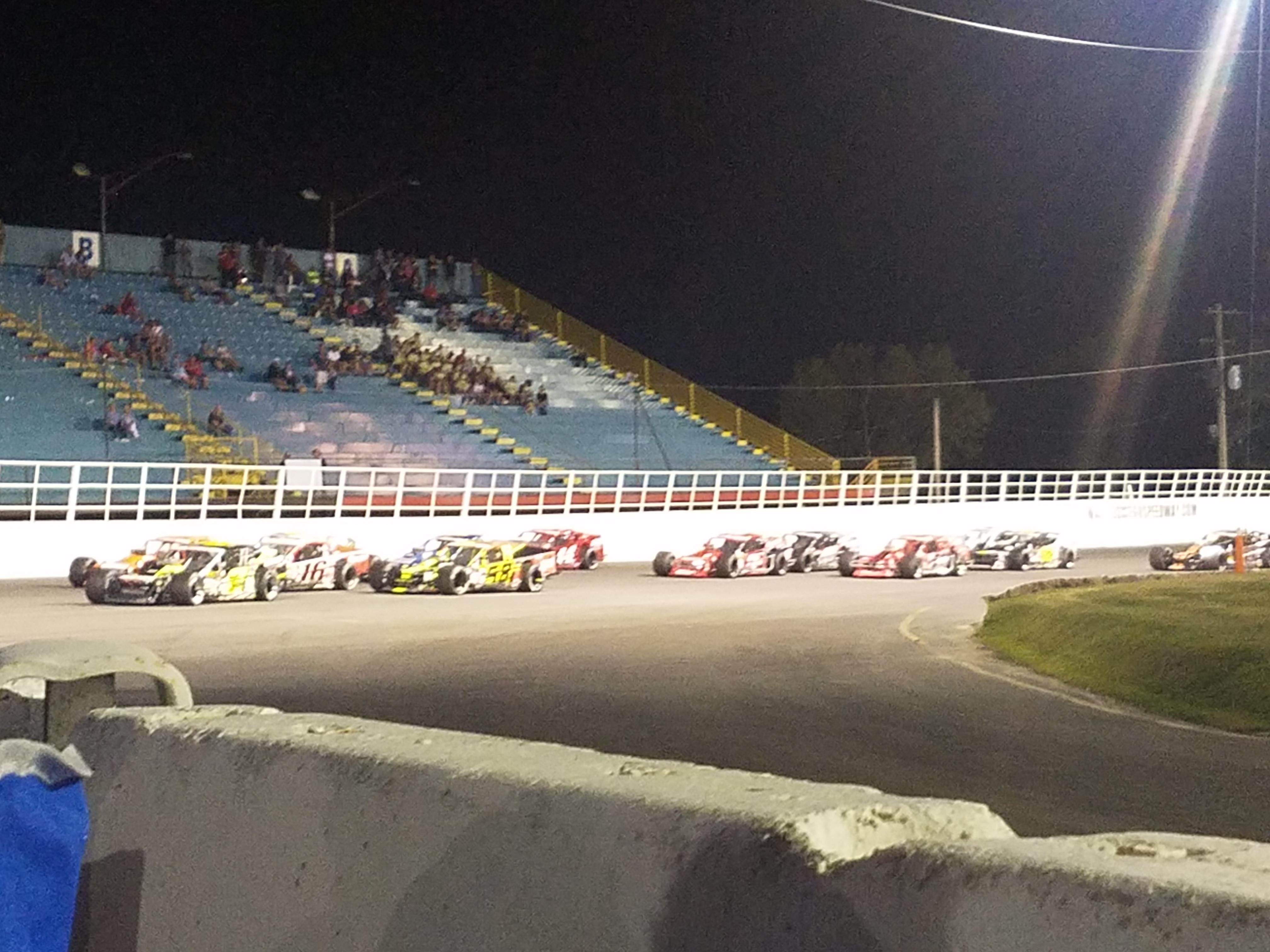 Sitting out a red flag at the NASCAR modified race at Oswego Speedway