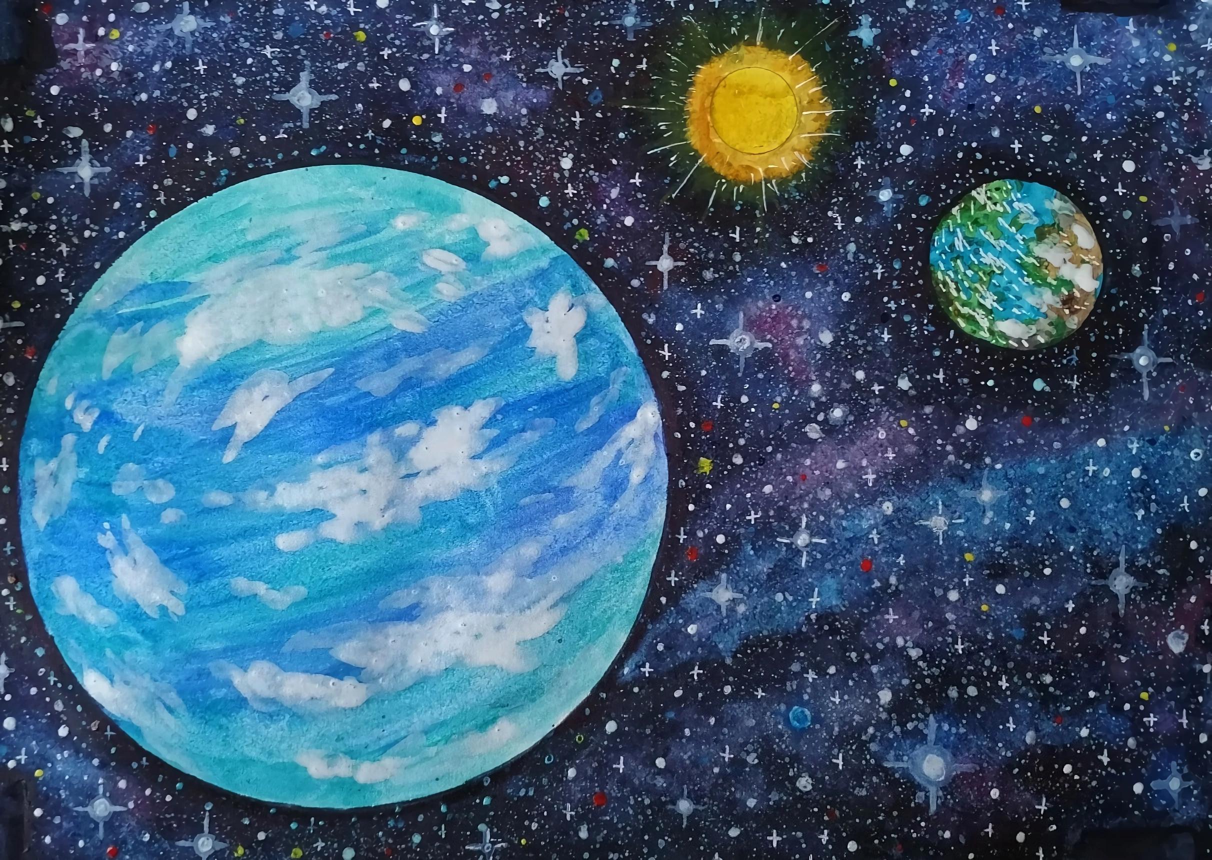 My old drawing MiniNeptune and an Earthlike near a Gclass