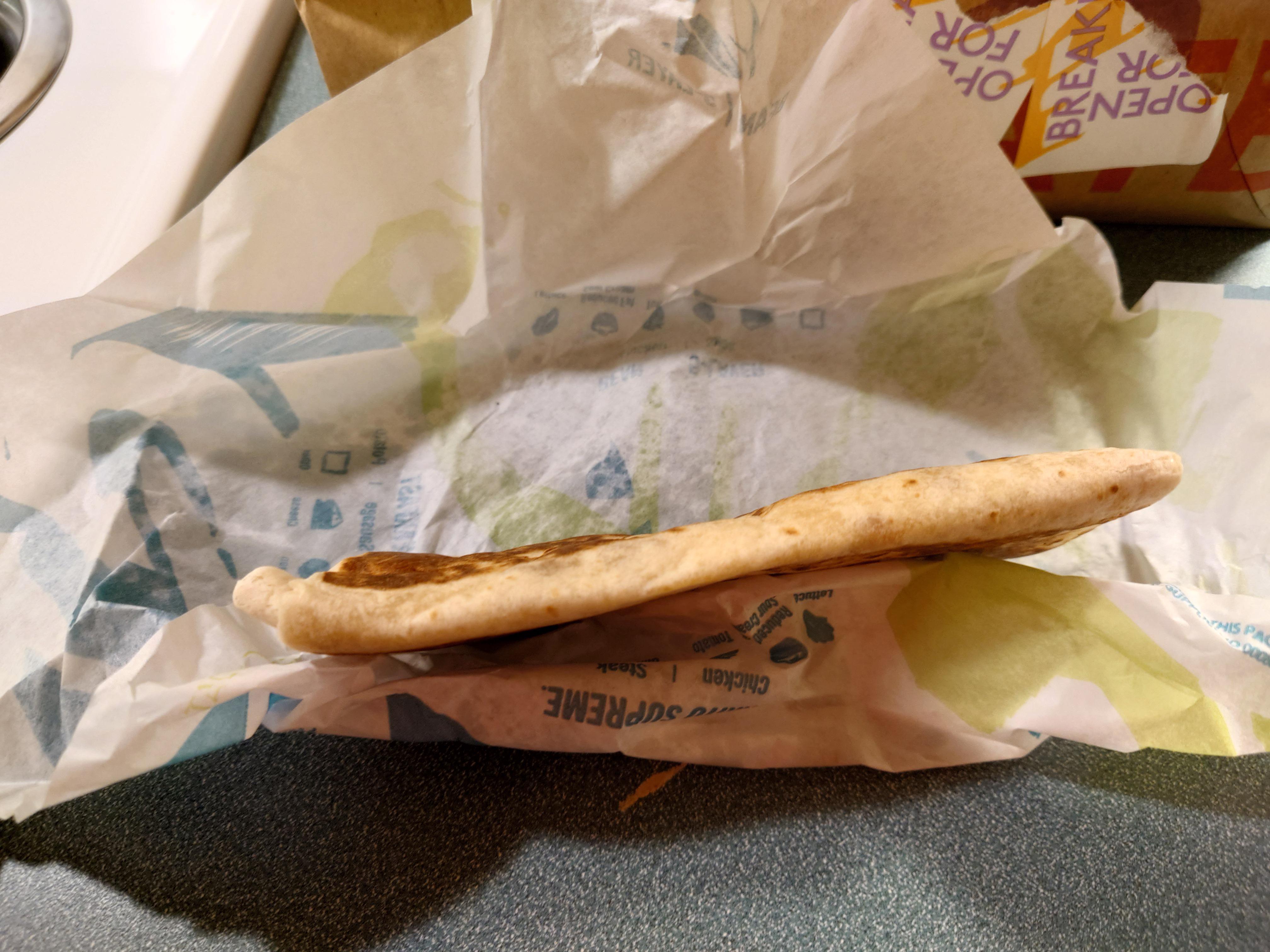 Taco Bell let me down today. Cheesy Toasted Breakfast Burrito. Got