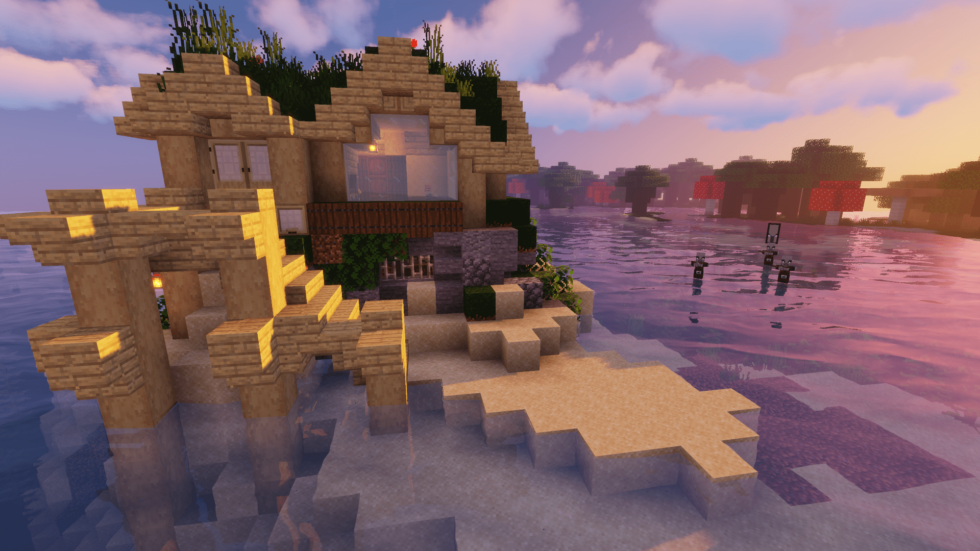 Cute Small Beach House Minecraft Pixel Art Grid Gallery