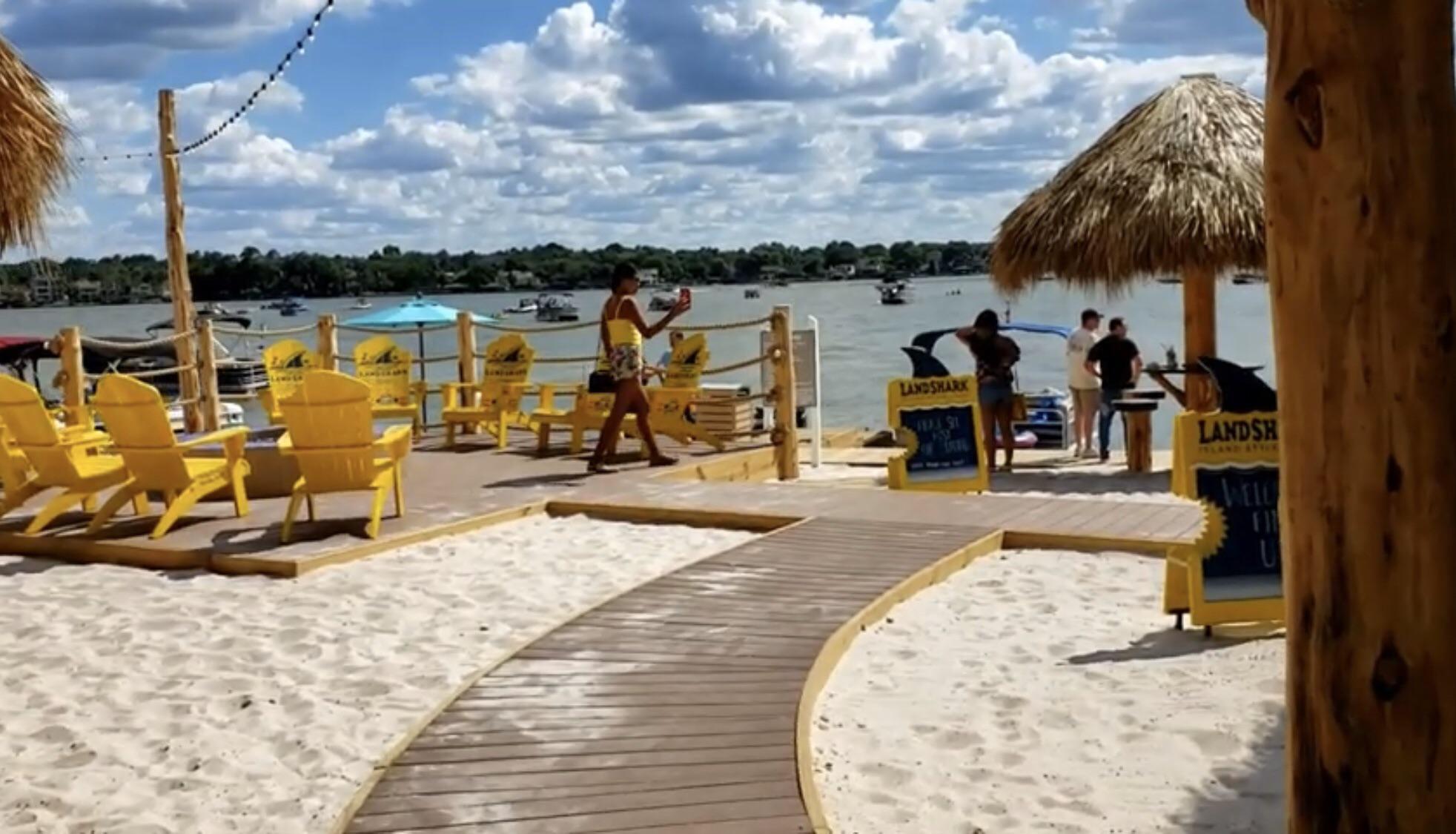 The fake beach at the new Margaritaville Resort in Lake Conroe r/houston