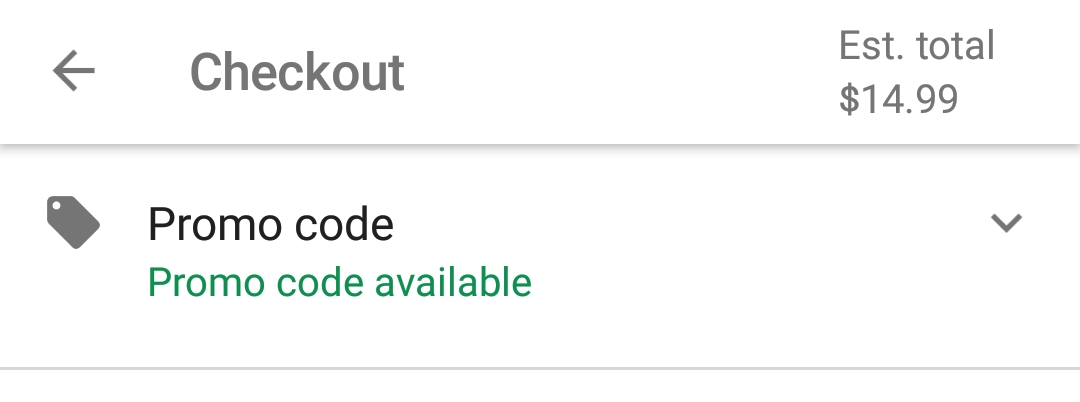 Google Express telling you there's a promo code available at checkout