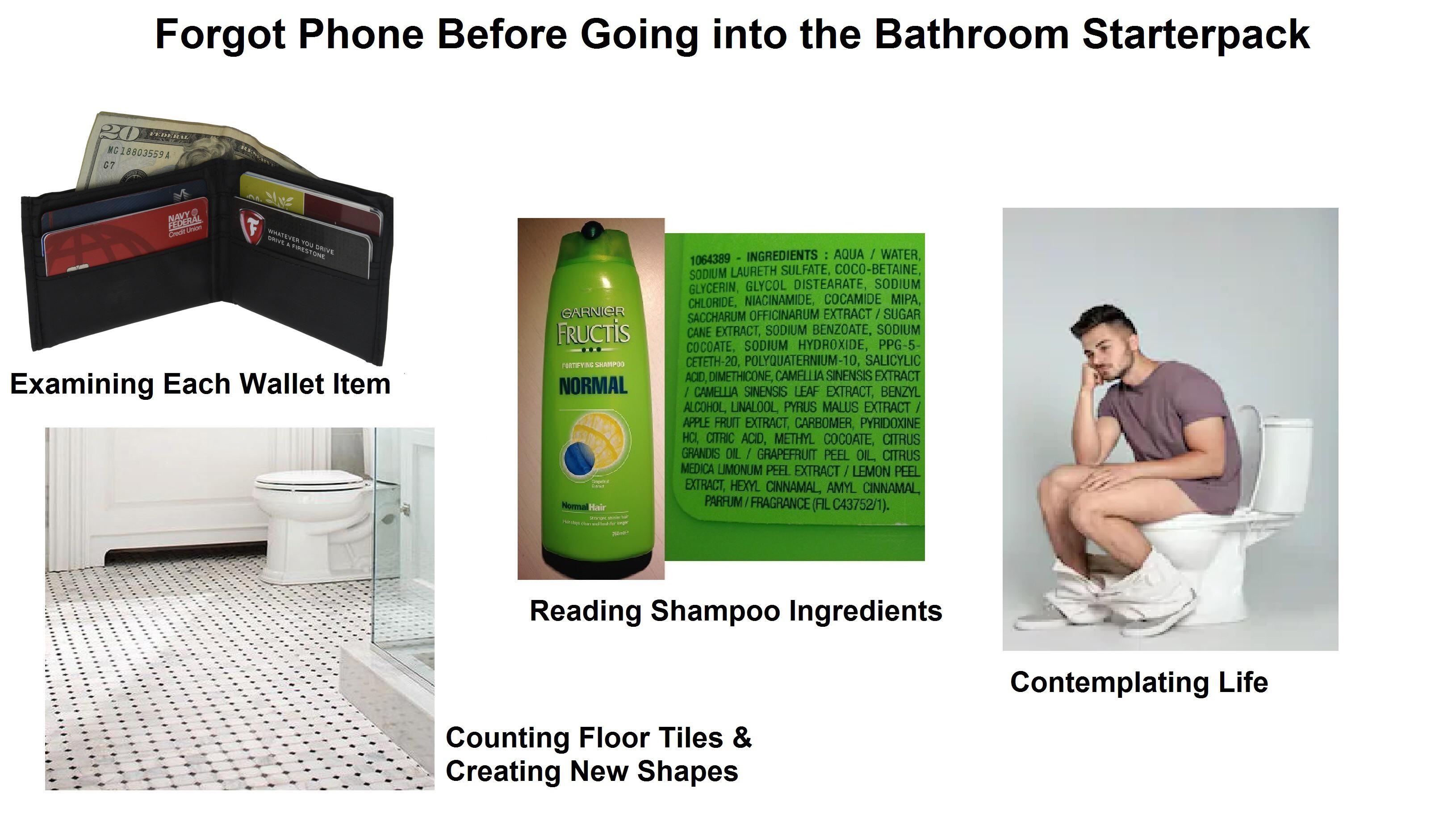 your phone before going to the bathroom starterpack. r