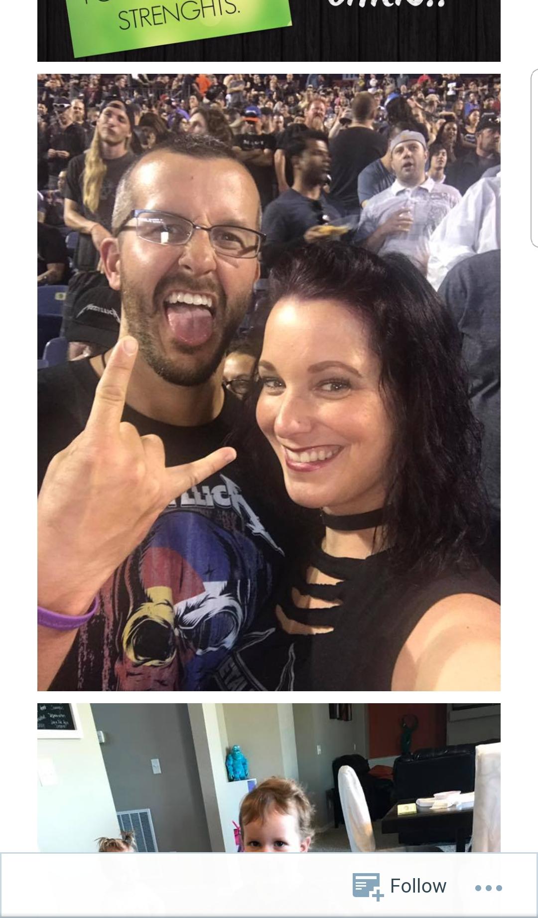 CW wearing a Metallica shirt with Shanann. Cant help but think this is