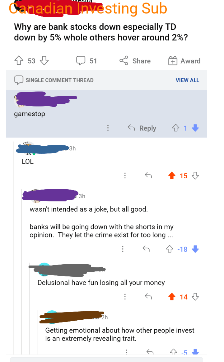 GameStop Brought Canadian Bank Stocks Down 2 Today Says Top Ape