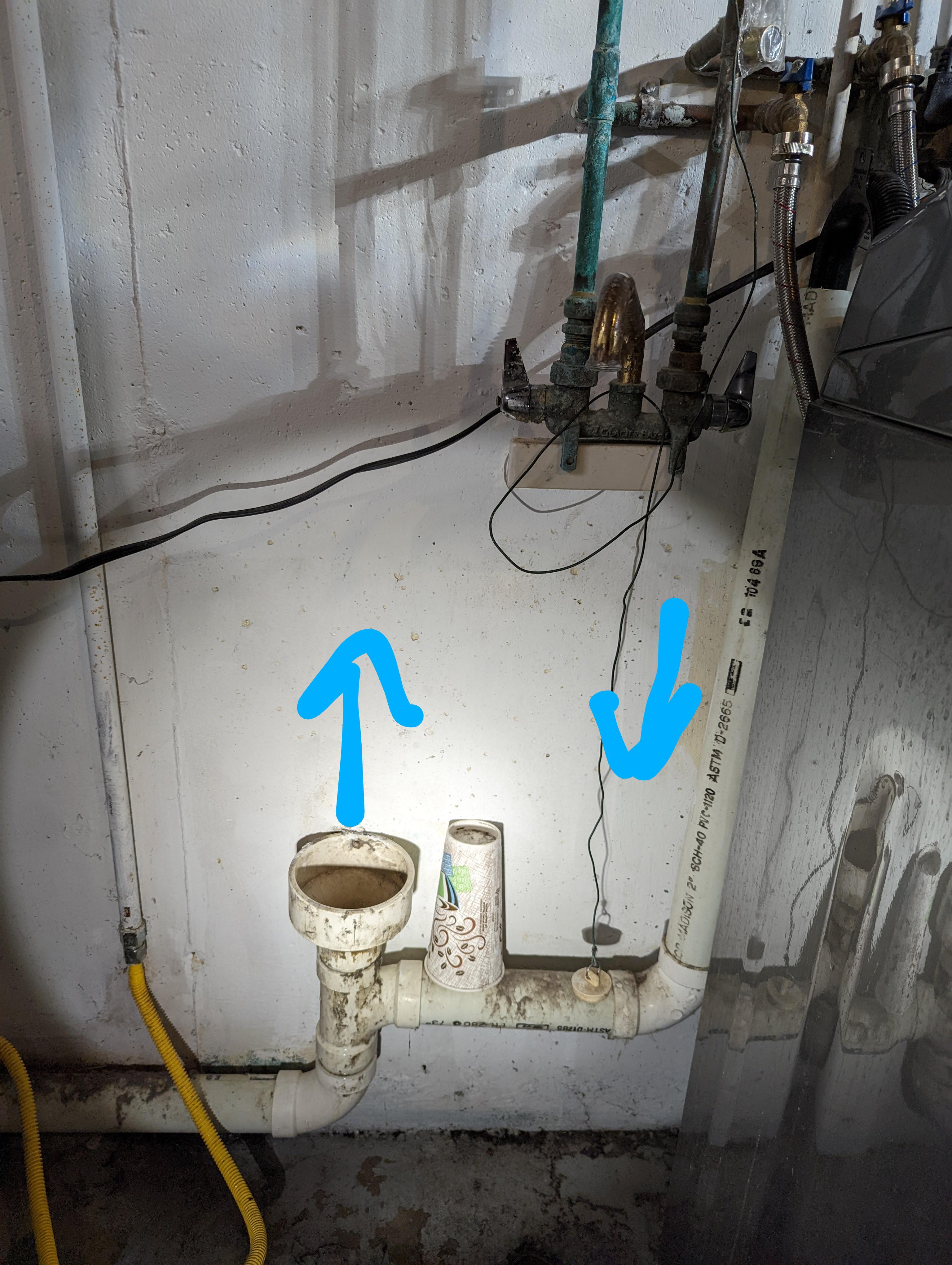 when running the washing machine, water discharges into the pipe on the