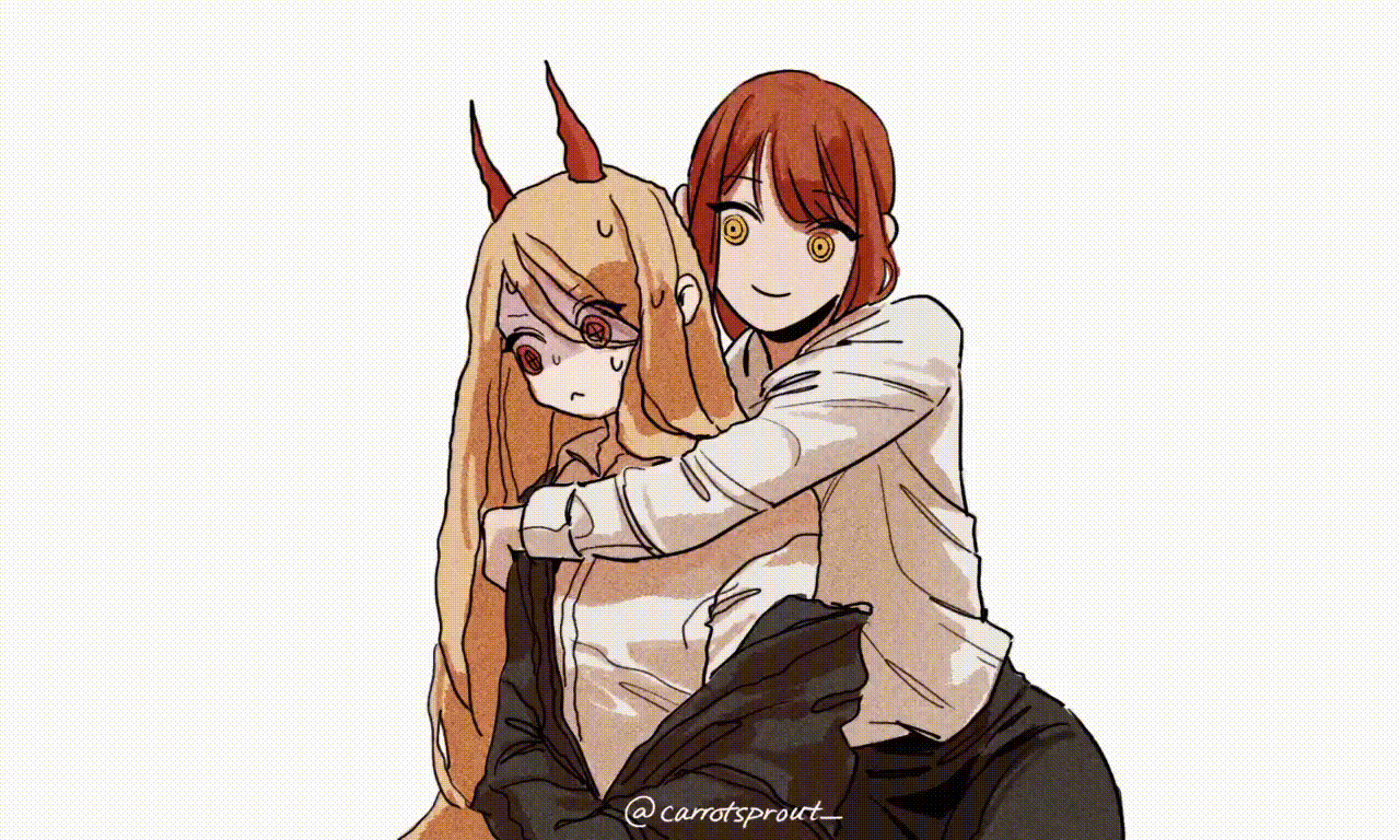 Makima hugging Power by carrotsprout_ r/ChainsawMan