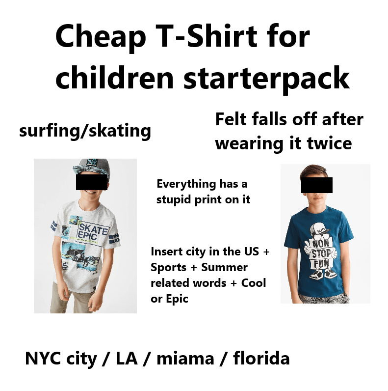 Cheap TShirt for children starterpack r/starterpacks
