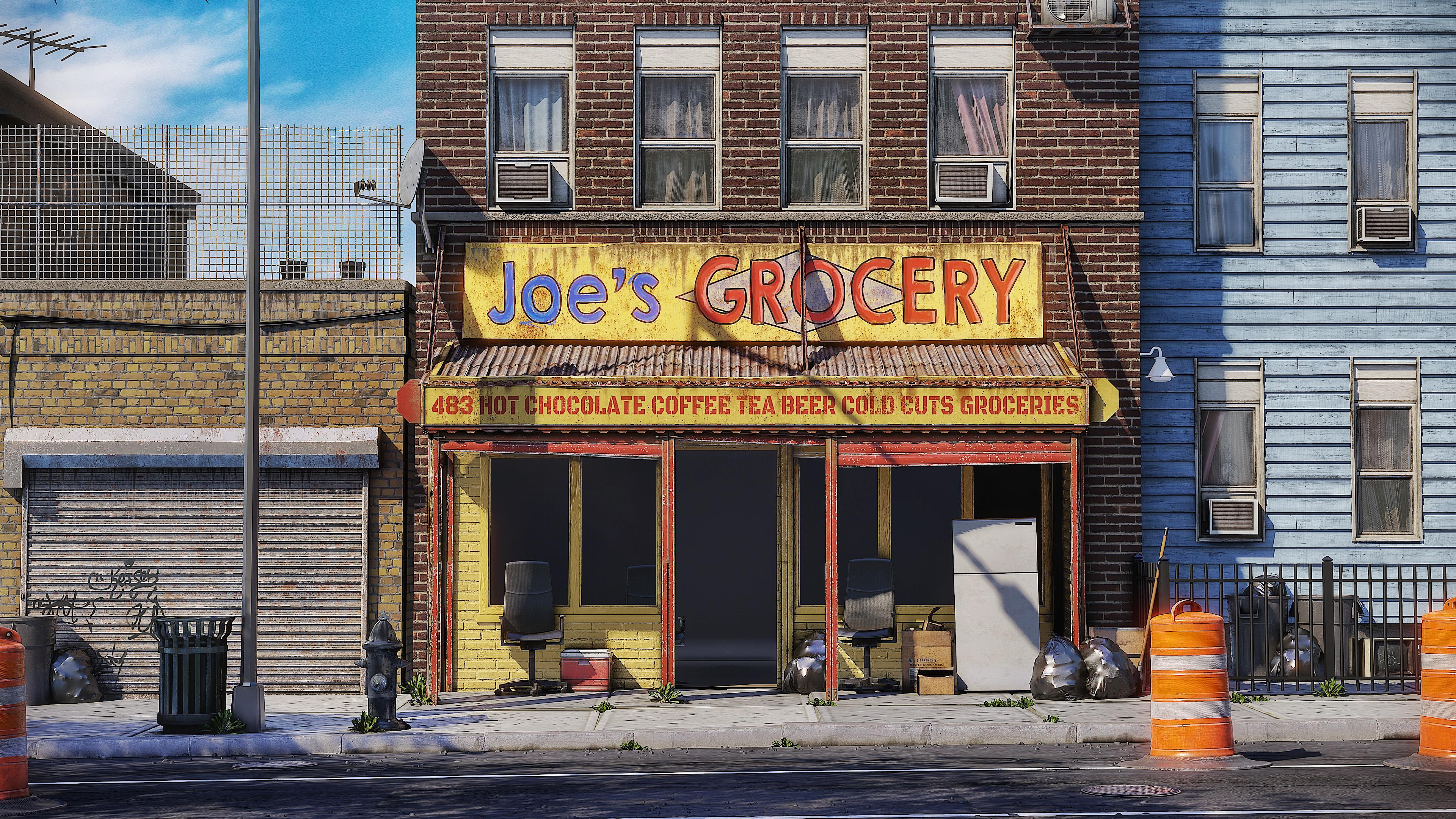 WIP Brooklyn grocery store, let me know what you think! r/blender