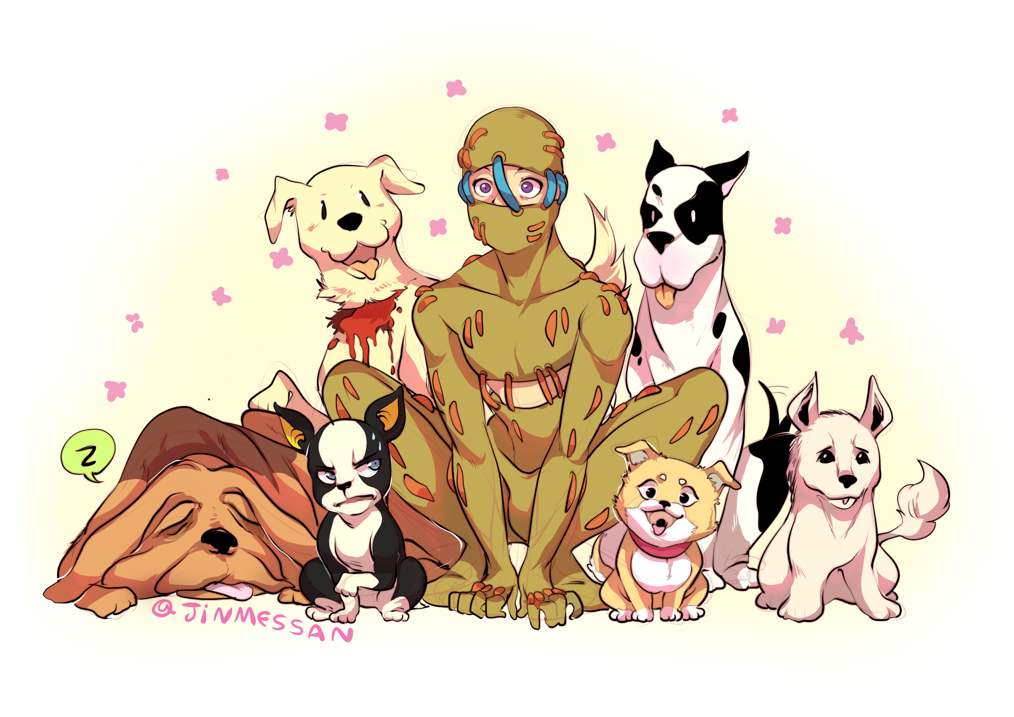 [Fanart] JoJo's iconic cast of dogs r/StardustCrusaders