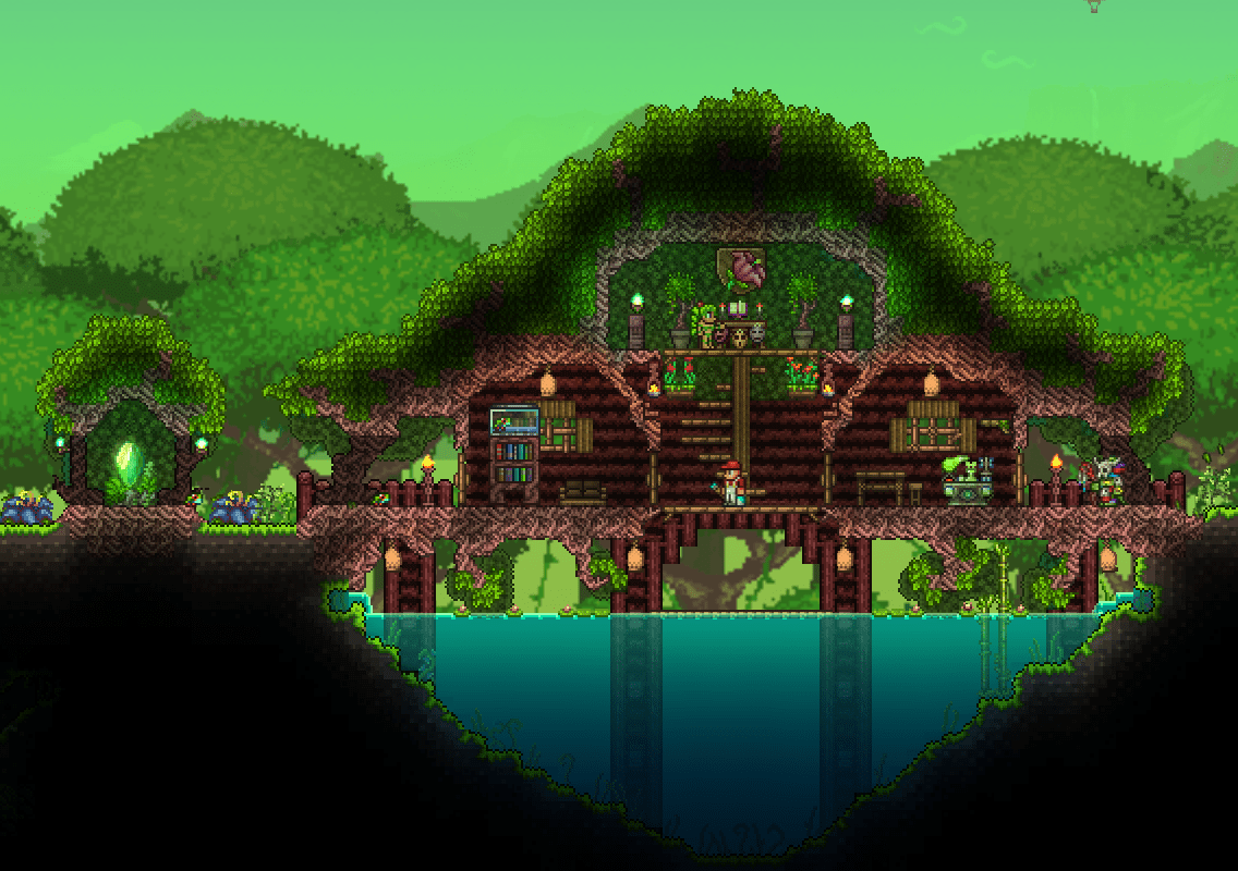 My 1.4 jungle house, i pretty satisfied the pylon i build r/Terraria