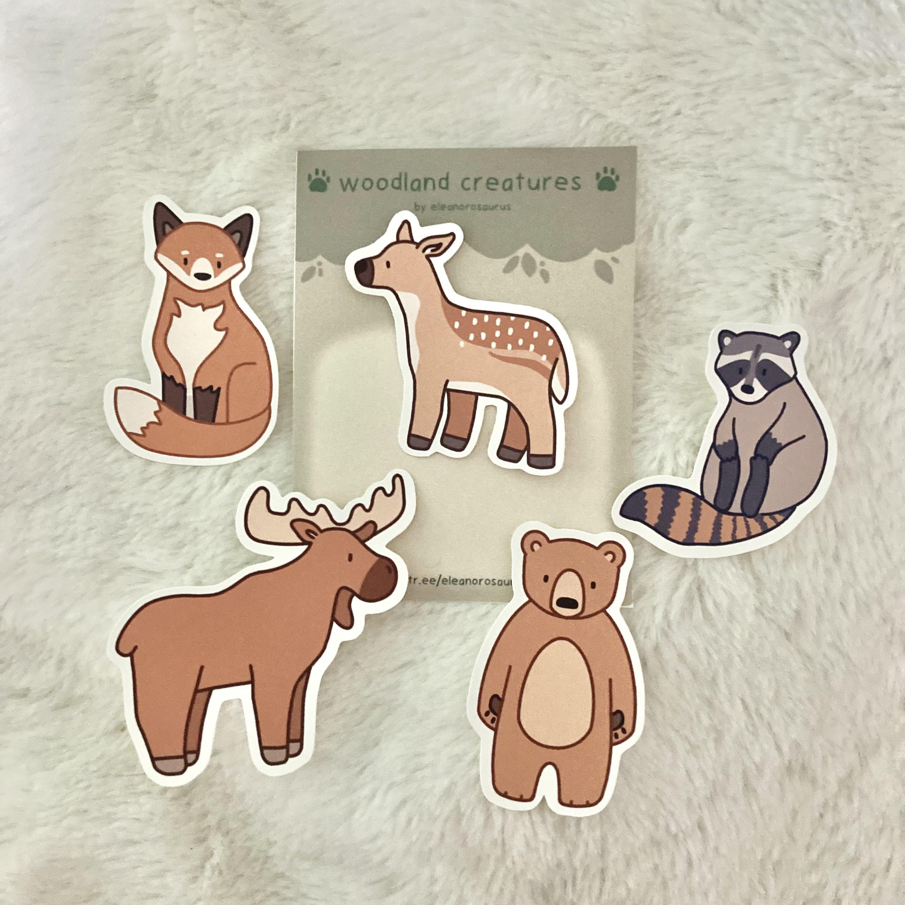 Made some little woodland animal stickers for my Etsy shop! r