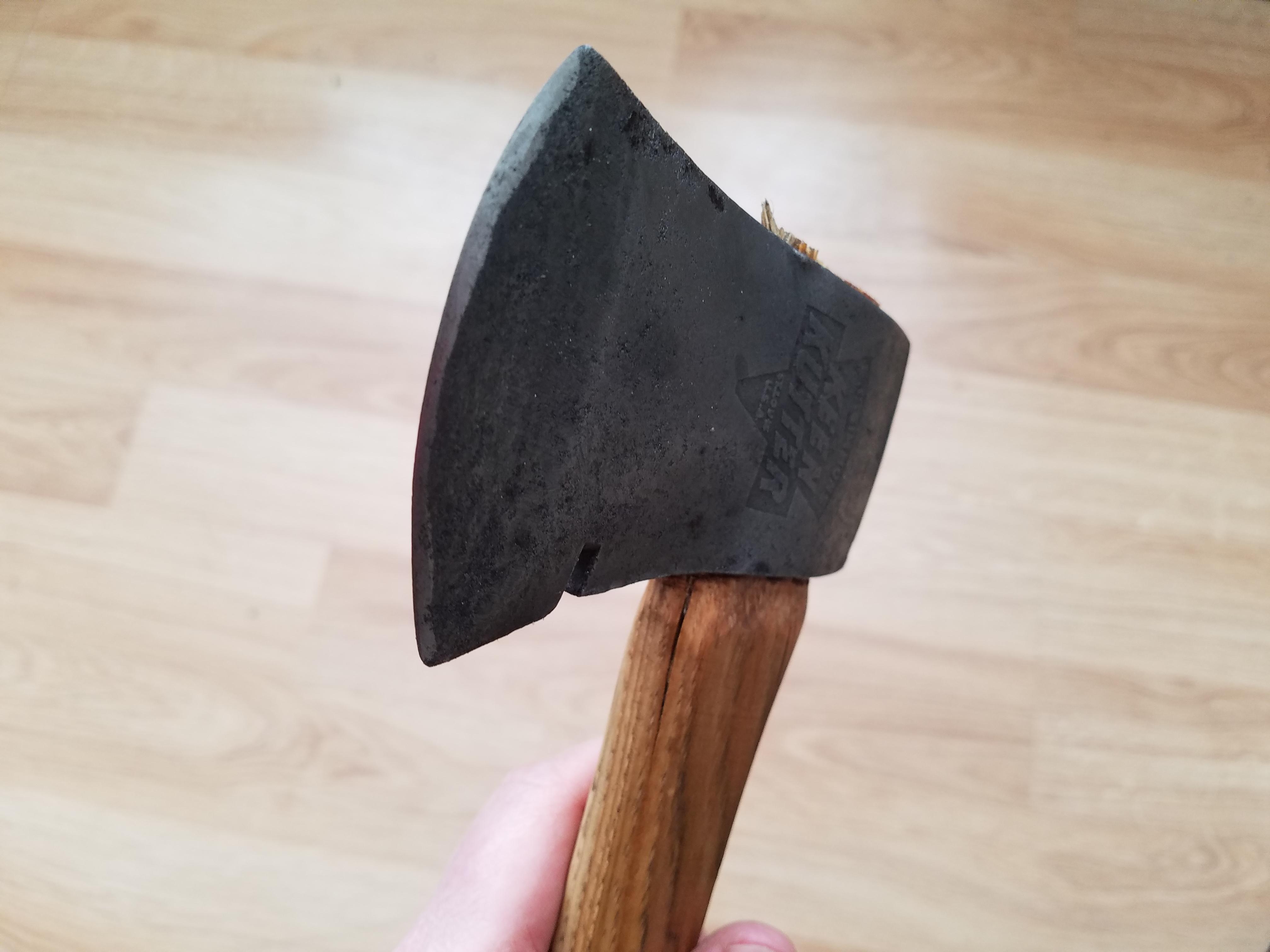 Oops, just botched this nice little House Handles hatchet handle. r