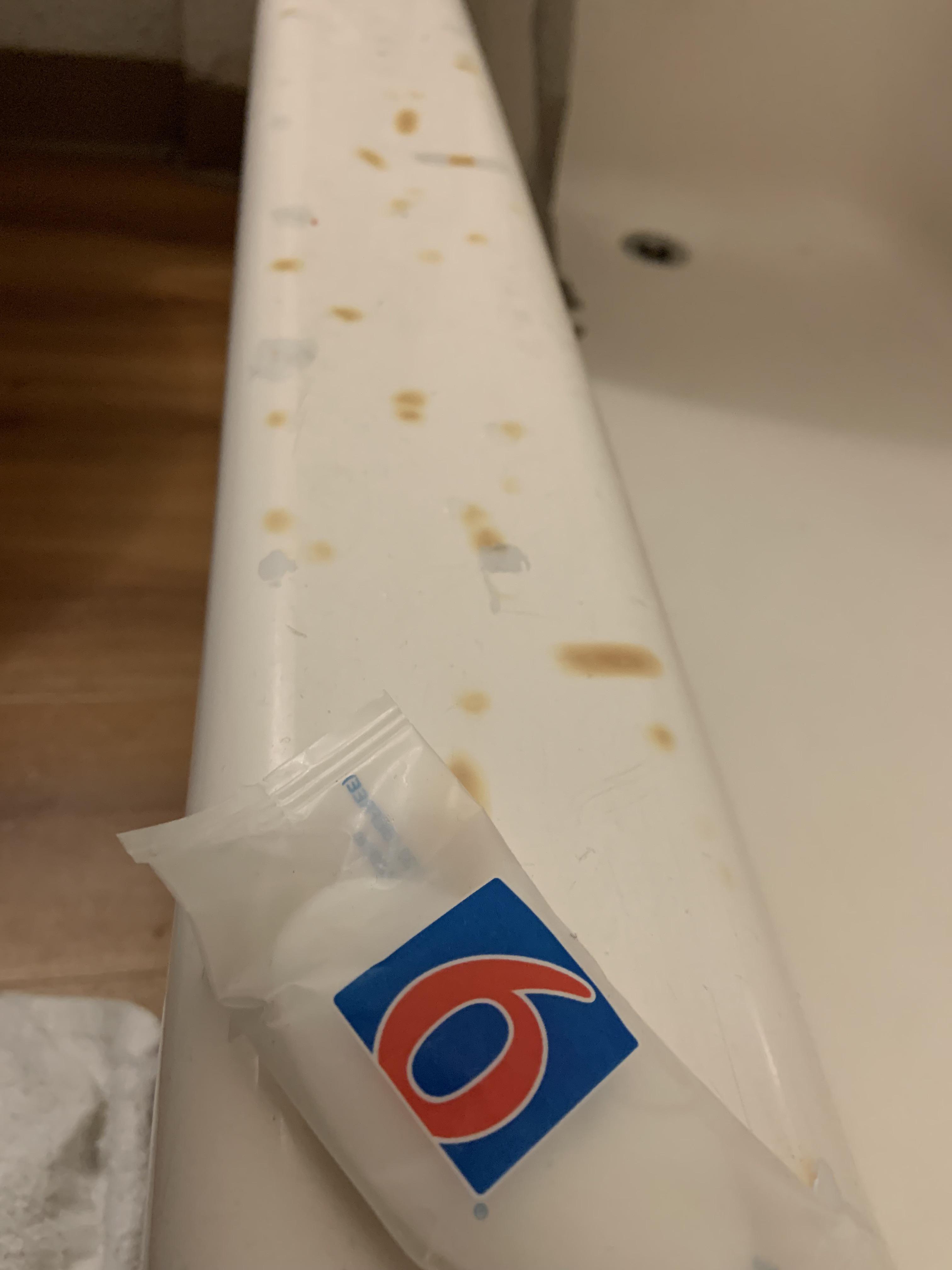 Cigarette burns on the bathtub of the hotel I stayed in.. r/trashy