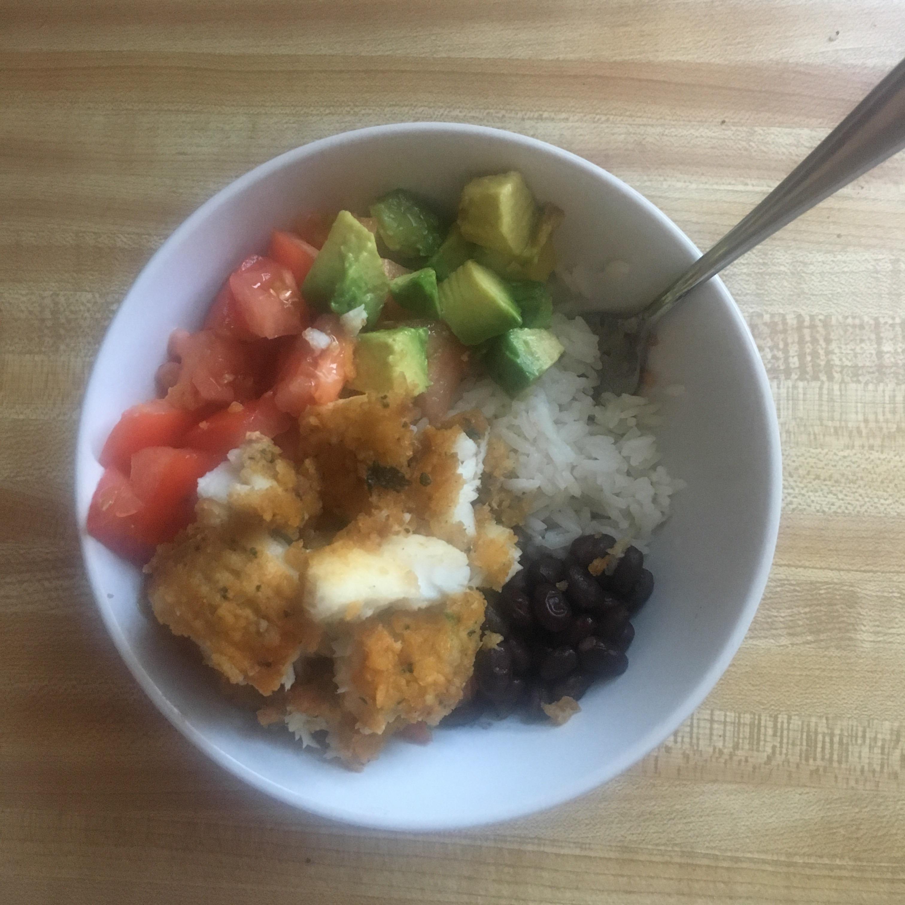 My 495 calorie dinner tilapia burrito bowl r/1200isplenty
