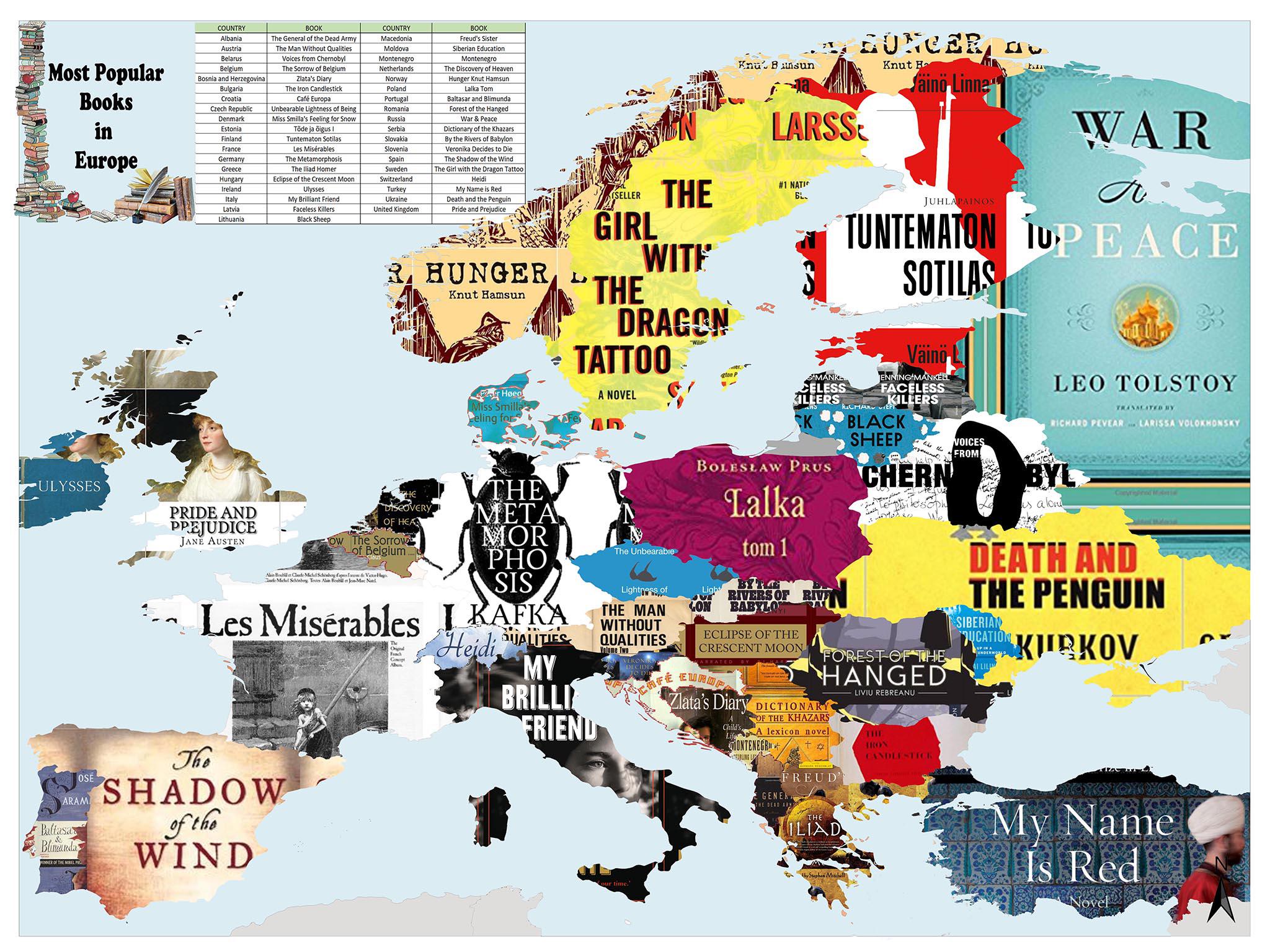 Most popular book in every European country r/MapPorn